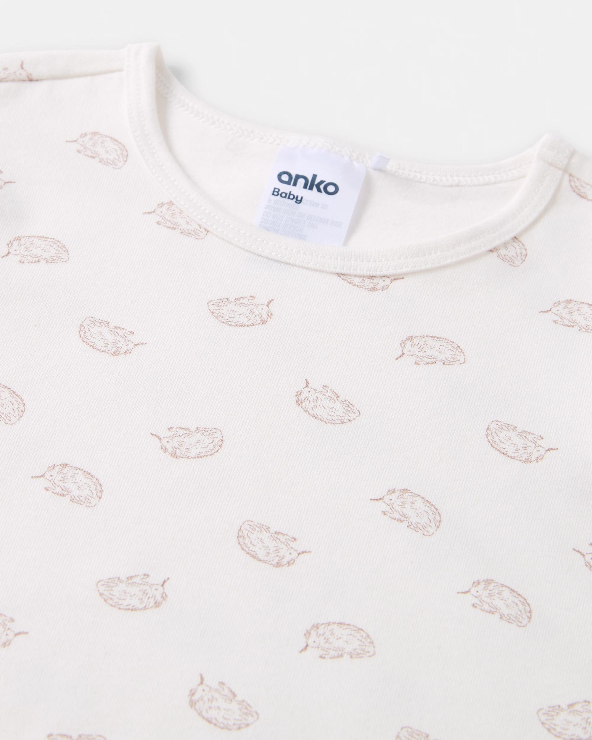 6 3 Pack Cotton Long Sleeve Bodysuits Beig Animl, 6 of 8