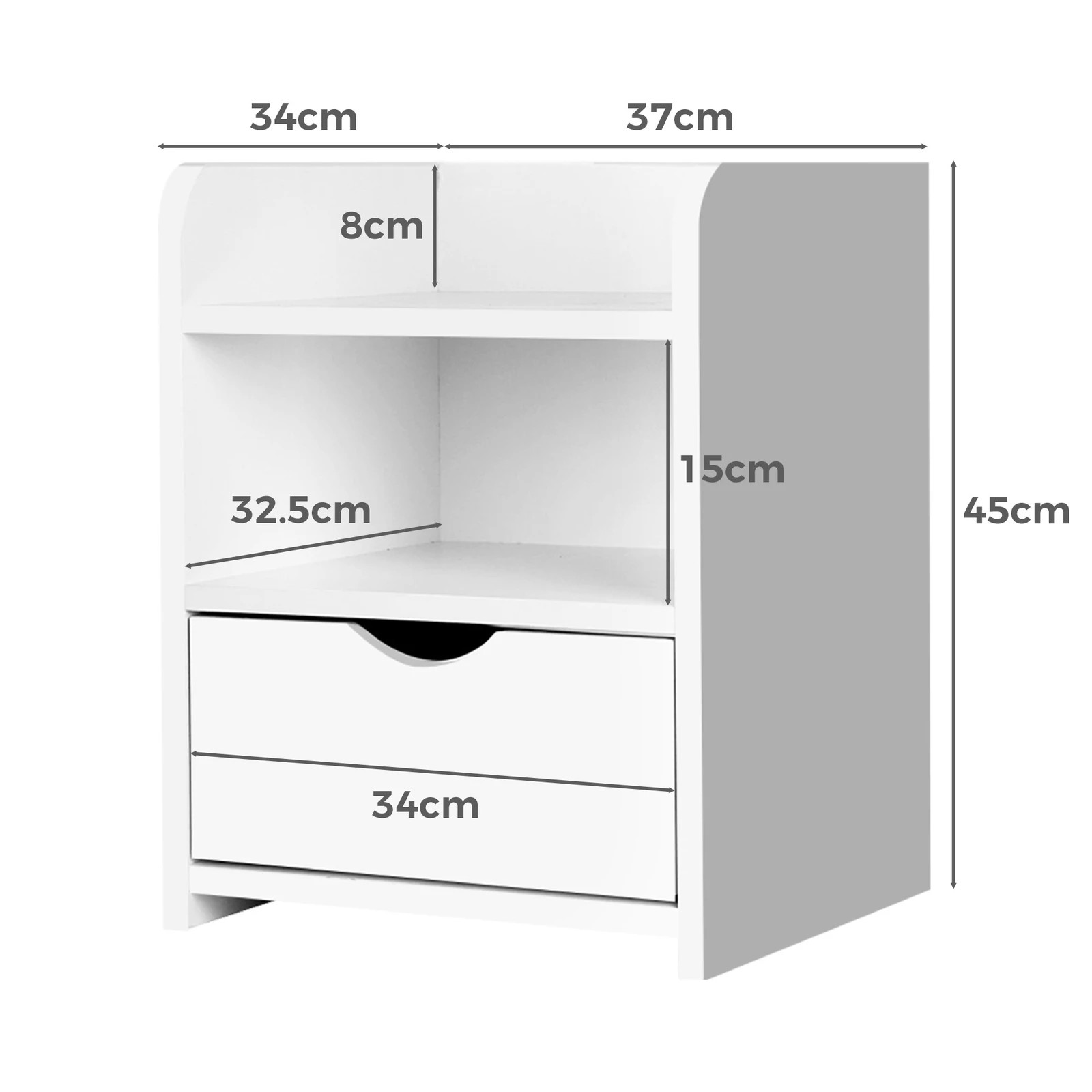 5 Alfordson 2x Bedside Table Nightstand Storage Cabinet Side End Drawers - White, 5 of 6