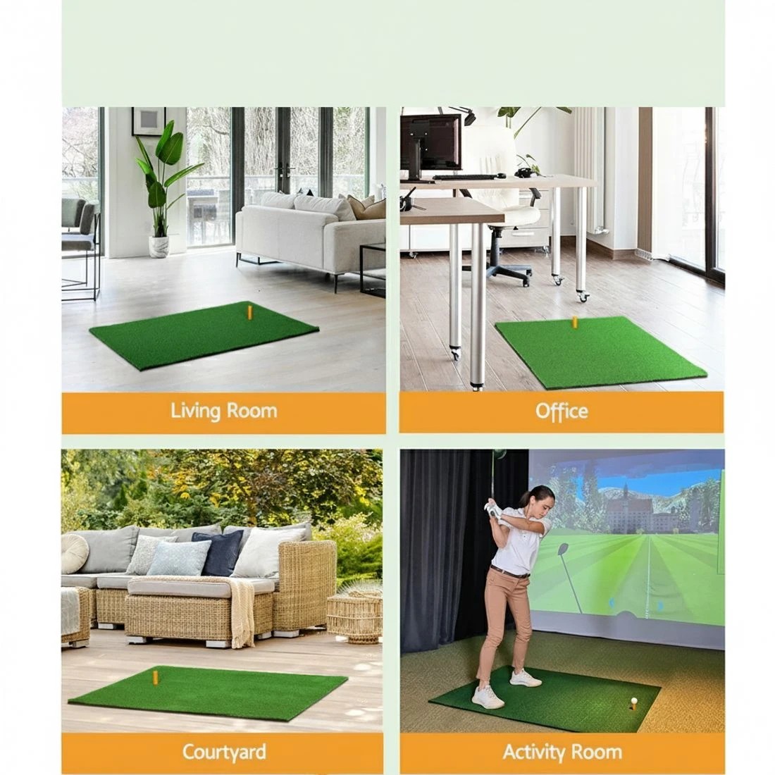 6 Everfit Golf Hitting Mat Portable Driving Range Practice Training Aid - Green, 6 of 6