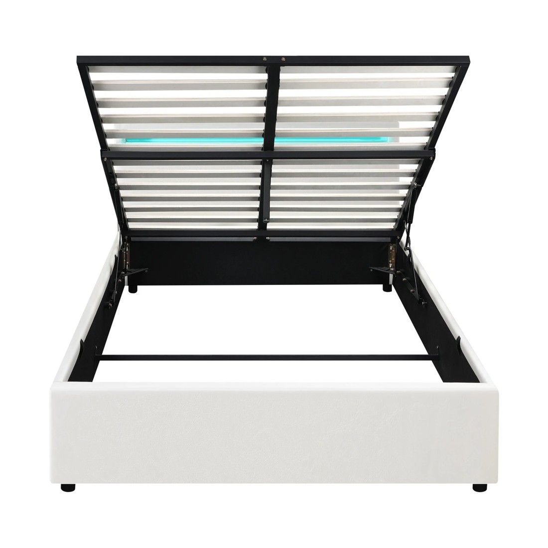 8 Oikiture Double Rgb Led Bed Frame Gas Lift Beds With Storage Base
 - White, 8 of 10