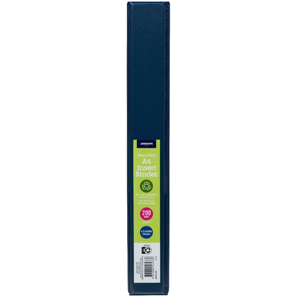 2 J.Burrows Insert Binder A4 4 D-Ring 25mm Blue, 2 of 6