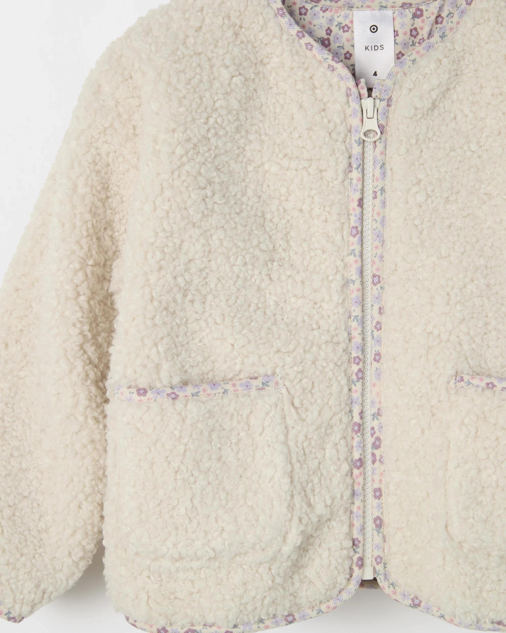 6 Target Kids Long Sleeve Teddy Jacket CREAM, 6 of 6