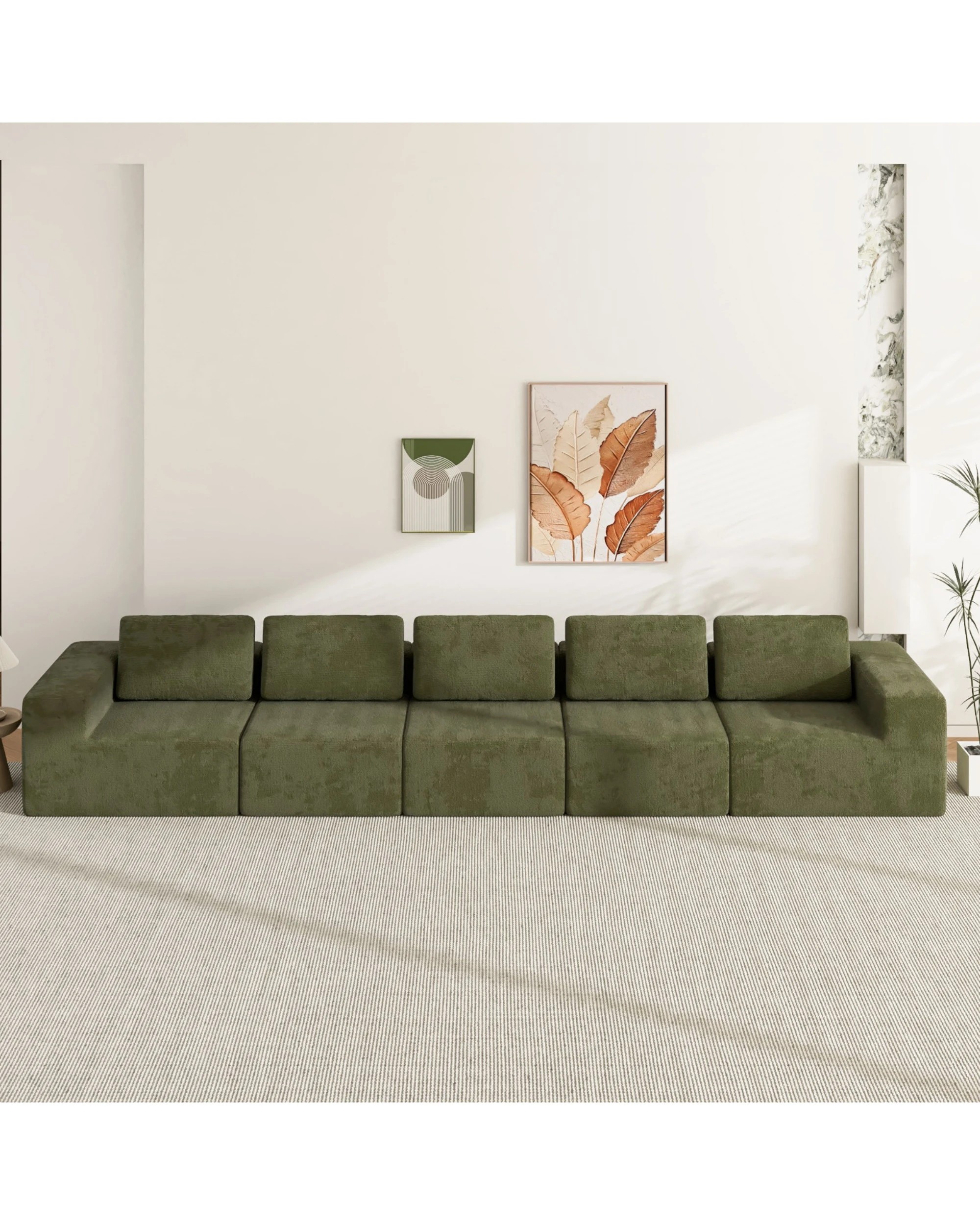 7 Advwin 415cm 5 Seater Sofa Modern Modular Sectional Couch No Assembly - Green, 7 of 10