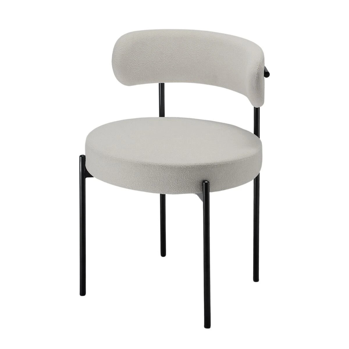 5 Ausway 2x Boucle Dining Chairs Round Sherpa Upholstered, 5 of 5