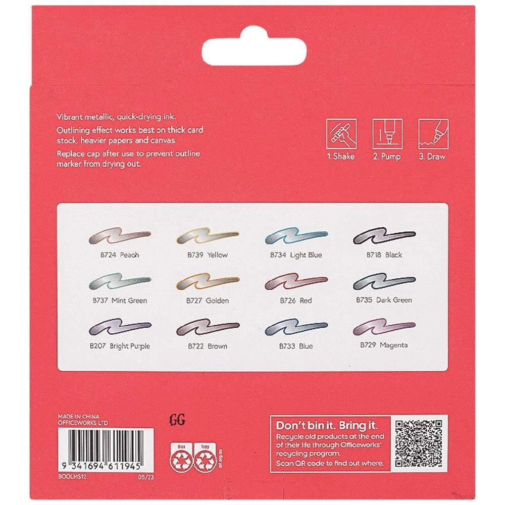 4 Born Outline Marker Metallic Silver 12 Pack, 4 of 4