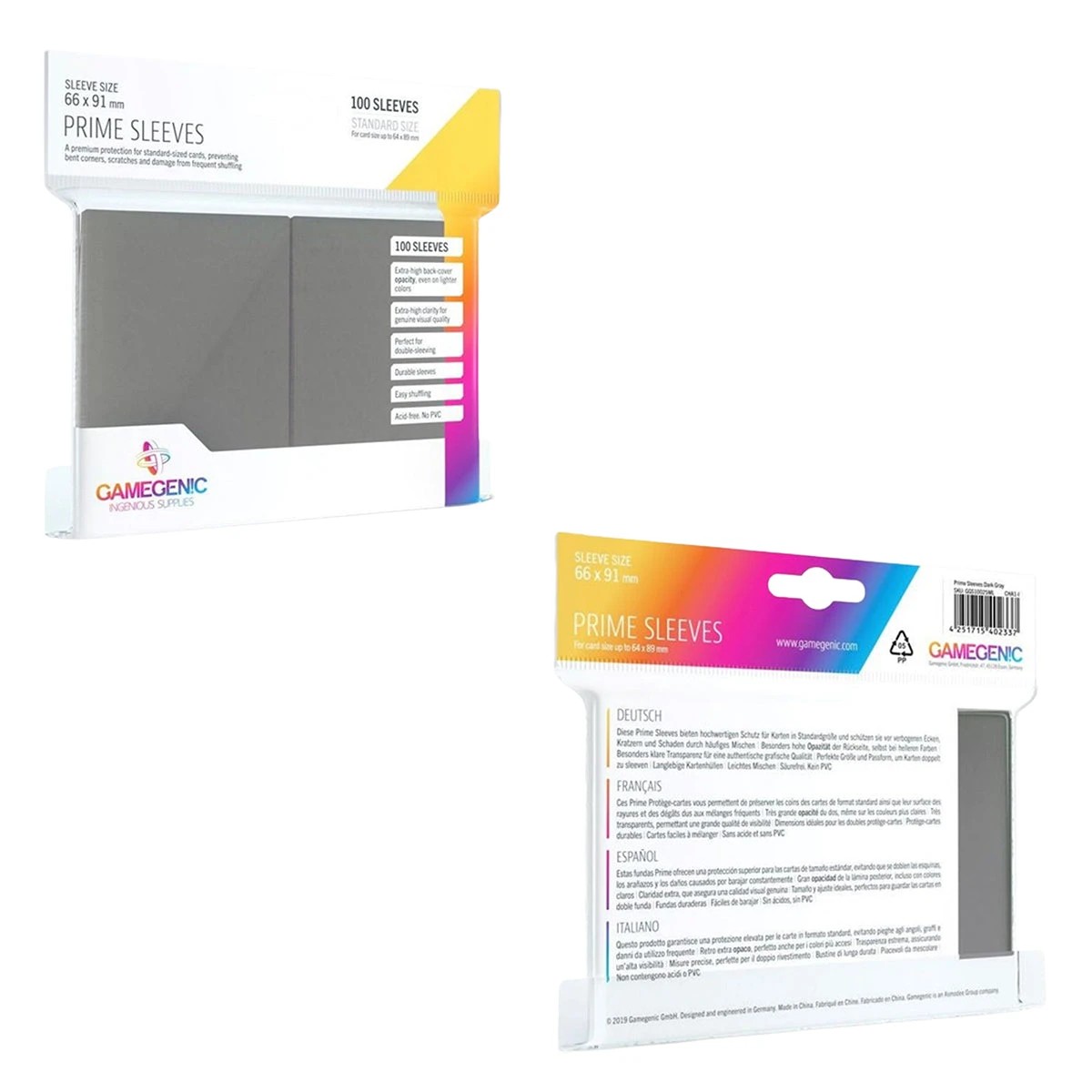 3 Gamegenic Prime Card Sleeves Dark Gray 66mm X 91mm 100 Sleeves Per Pack, 3 of 3