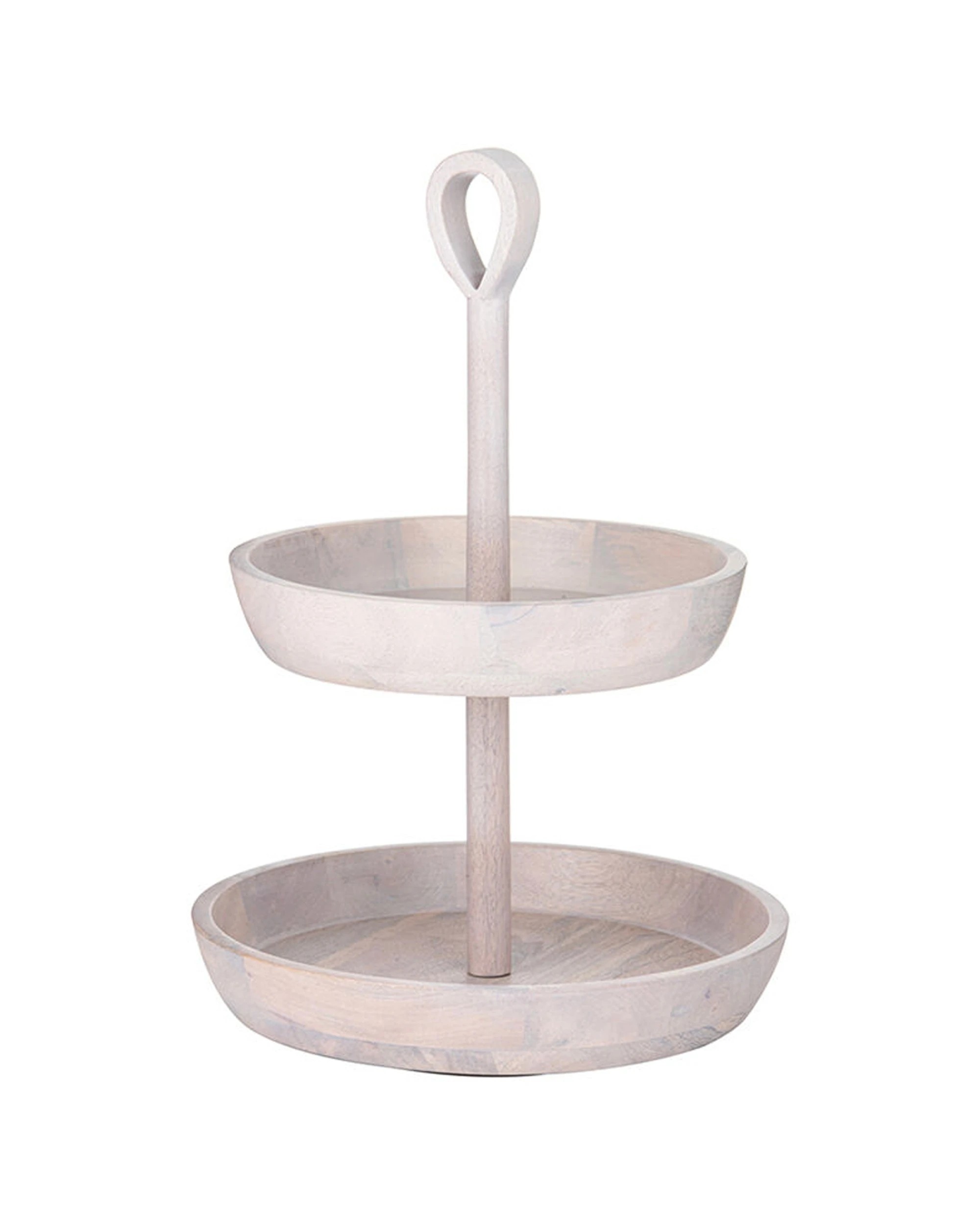 1 Ladelle Hampton 2 Tier Lazy Susan Rotating Serving Tray Stand - White, 1 of 1