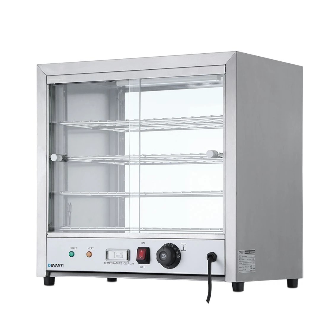 1 Devanti Commercial Food Warmer Hot Display Showcase Cabinet 54cm - Silver, 1 of 8