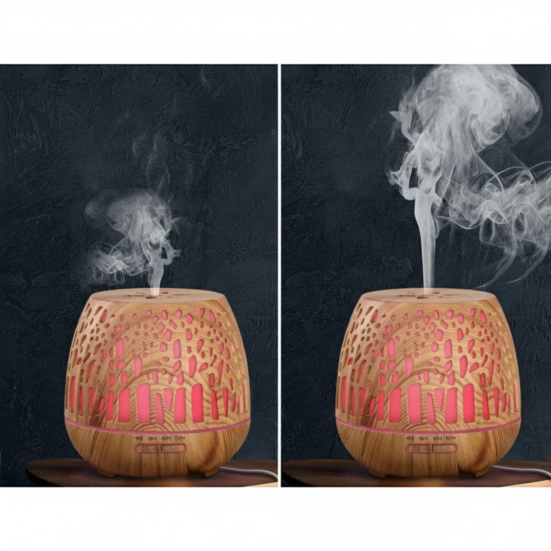 6 Devanti Aroma Diffuser Aromatherapy Wood Grain 400ml - Natural, 6 of 6