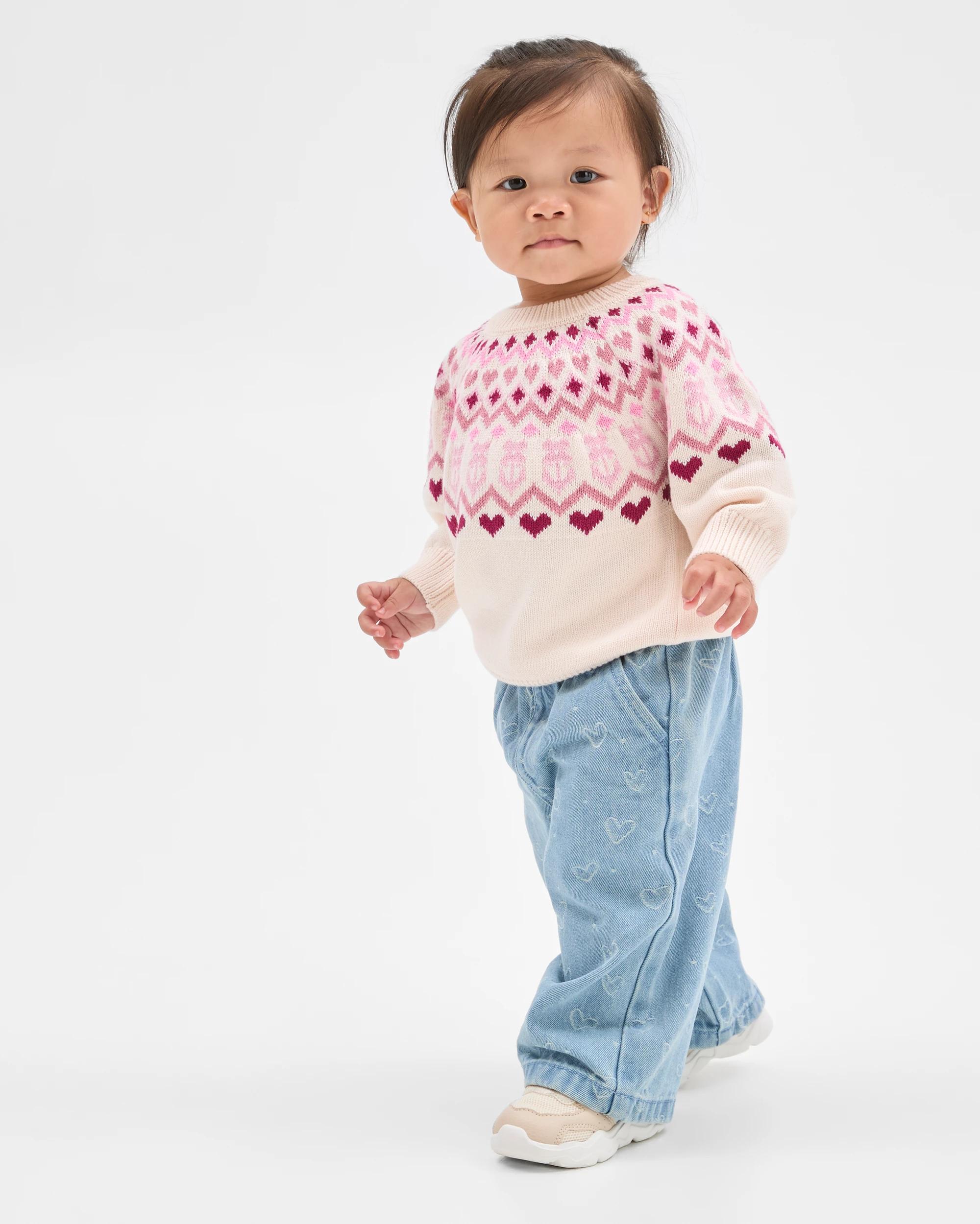 1 Target Baby Organic Cotton Intarsia Knit Jumper HEART PASTEL, 1 of 5
