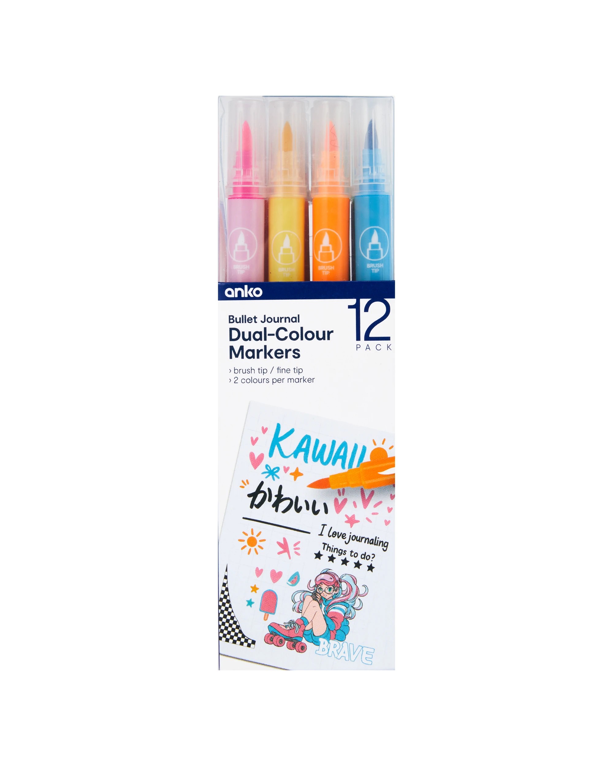 1 12 Pack Bullet Journal Dual-Colour Markers, 1 of 9