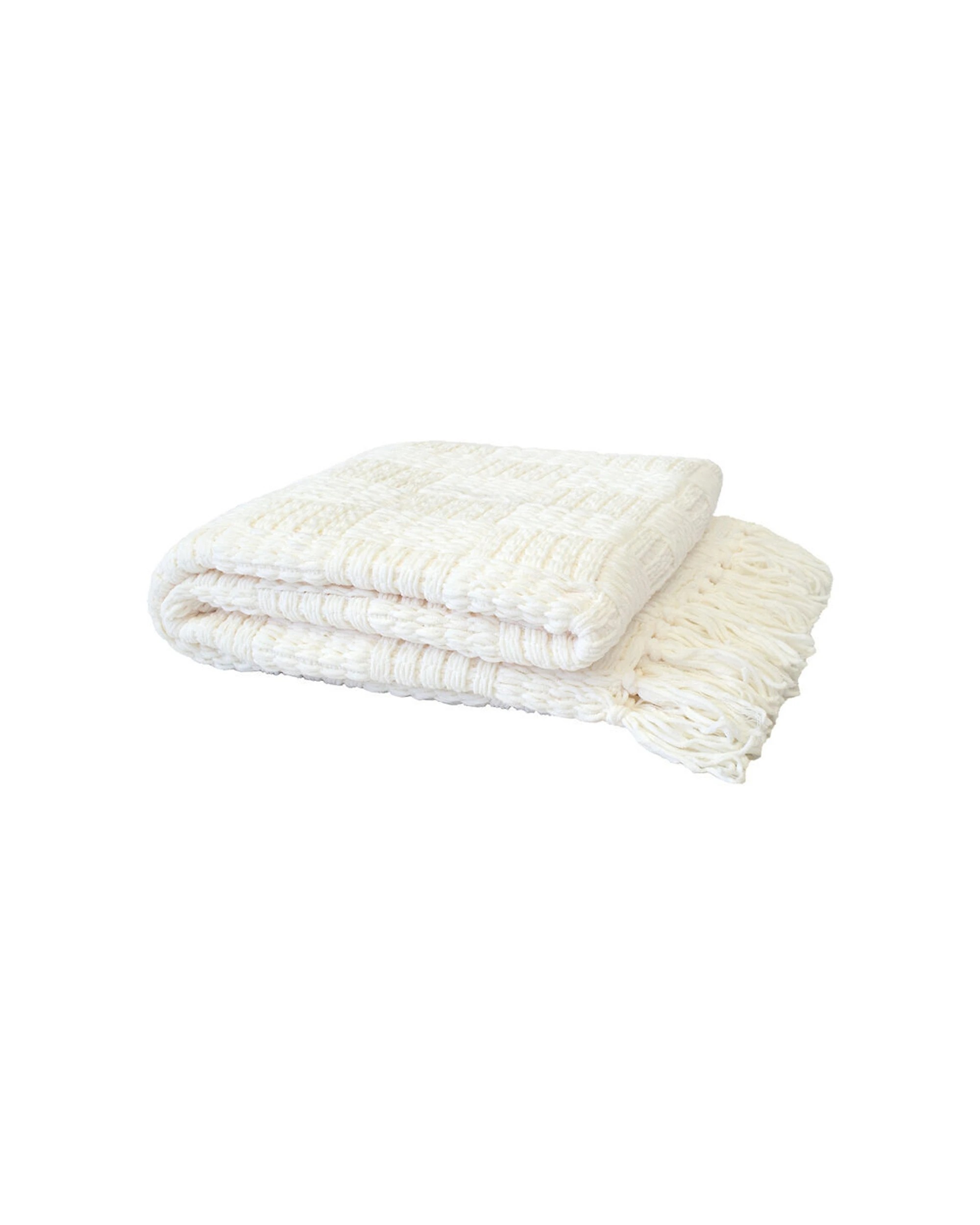 1 BAMBURY Asha Warm Sofa Couch Blanket Soft Bedroom Throw Polyester - White, 1 of 4