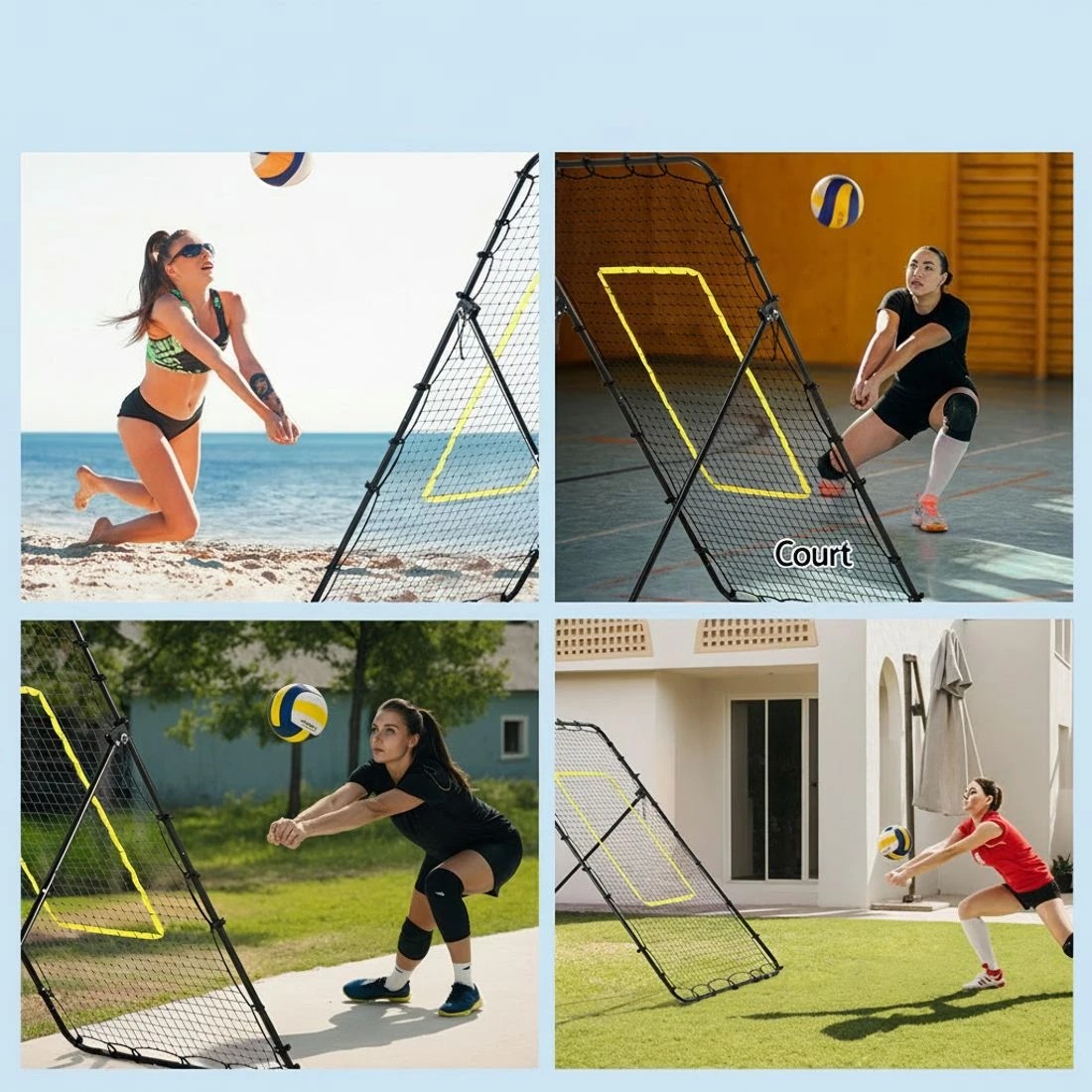 6 Everfit 7ft 2.1M Volleyball Net Football Baseball Goal Netting with Frame Angle Adjustable Rebounder - Black, 6 of 6