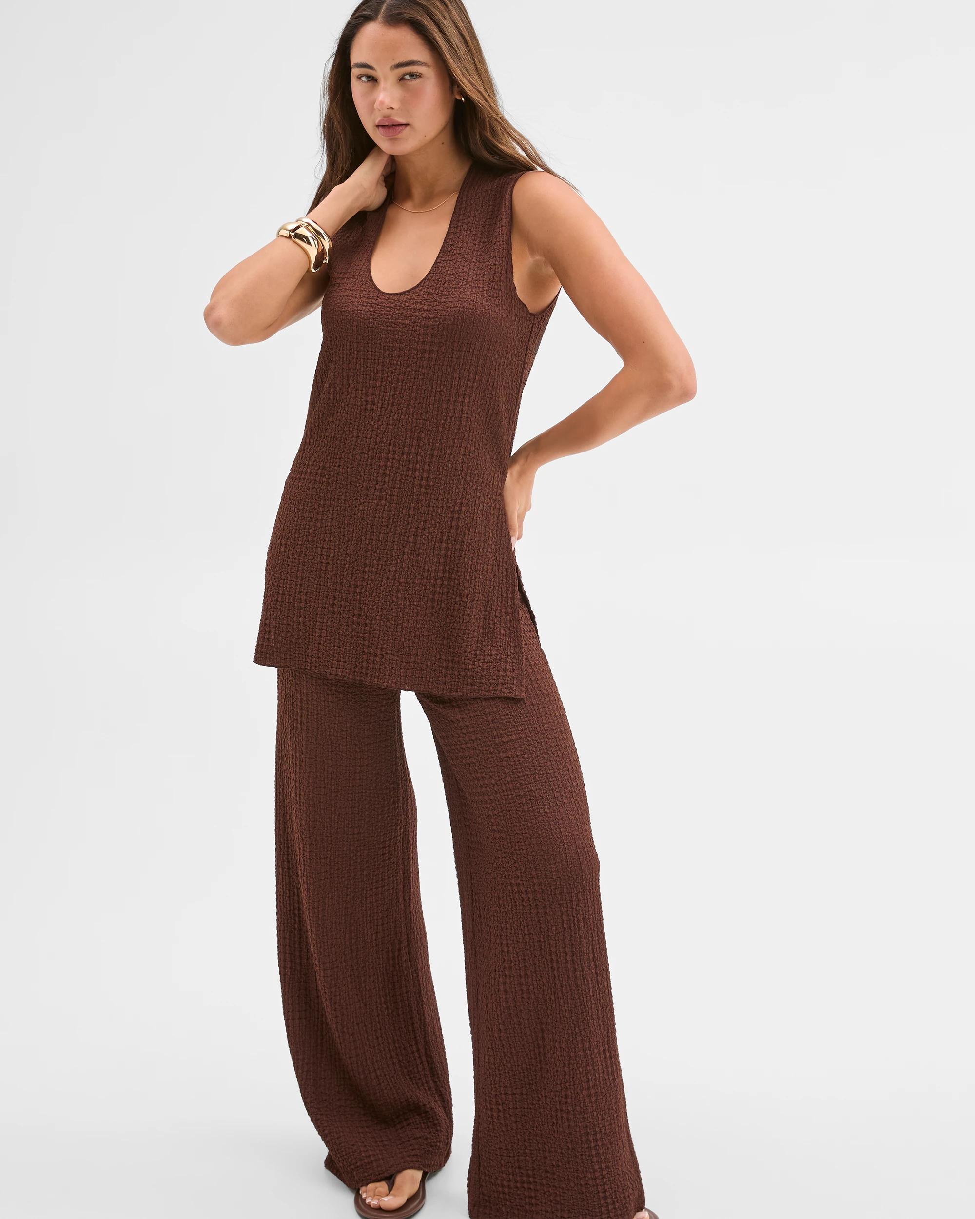 4 Lily Loves Textured Straight Leg Pants SHAVED CHOCOLATE, 4 of 6