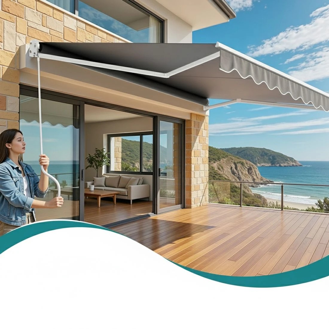 9 Instahut Retractable Folding Arm Awning Manual Sunshade 3.5M X 2.5M - Grey, 9 of 9