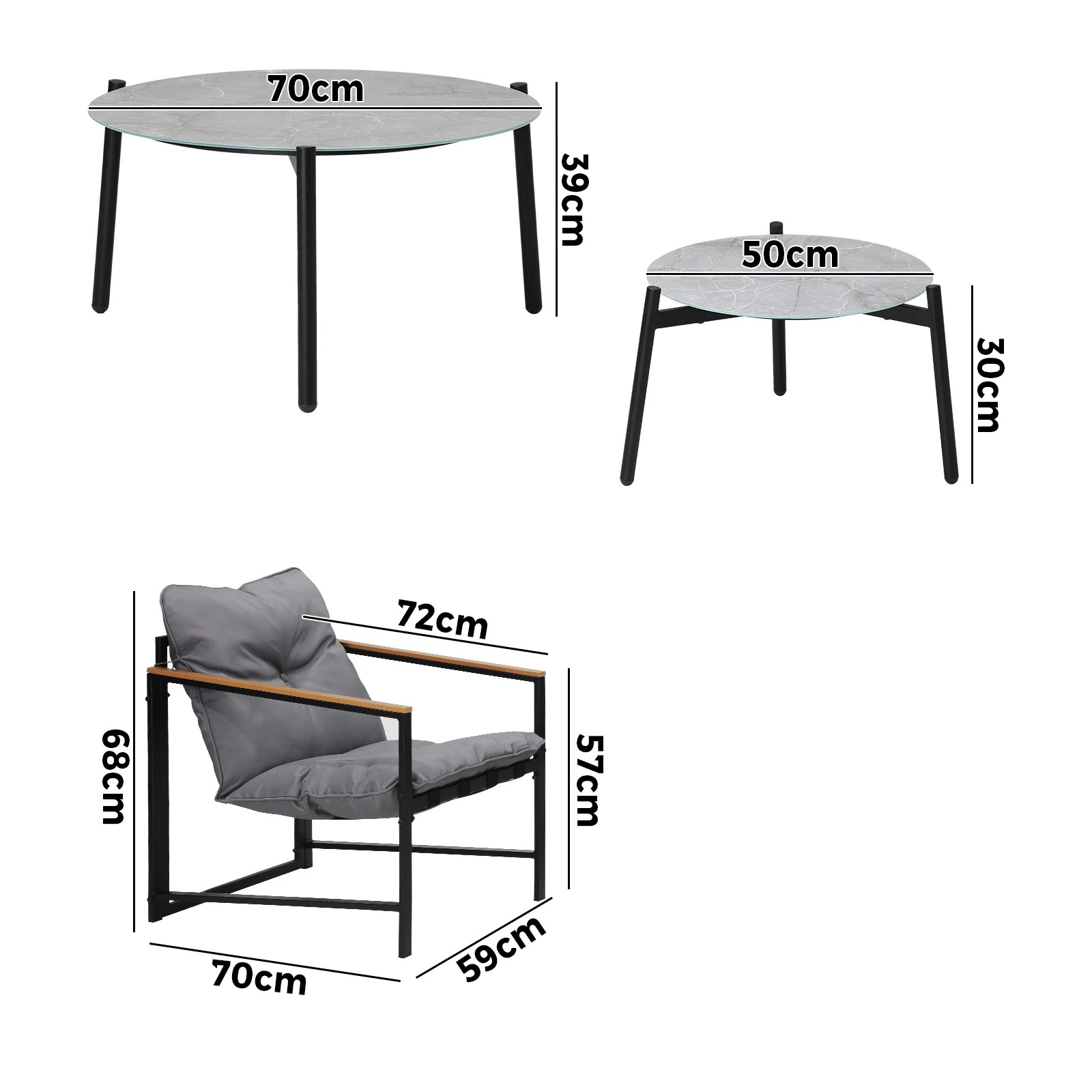 10 Livsip 6pc Outdoor Patio Furniture Set 70cm Round Marble Table Sets
 - Multi, 10 of 10