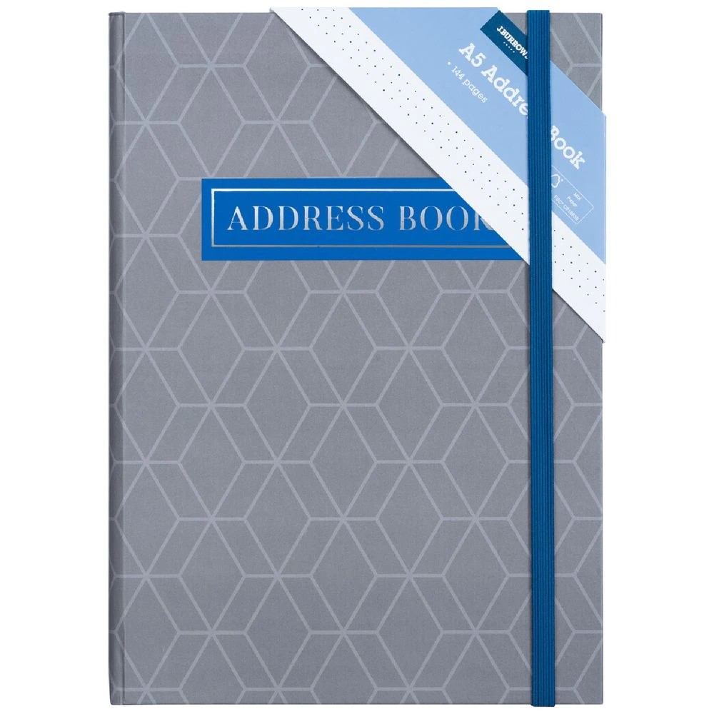 1 J.Burrows A5 Address Book 144 Page Grey, 1 of 3