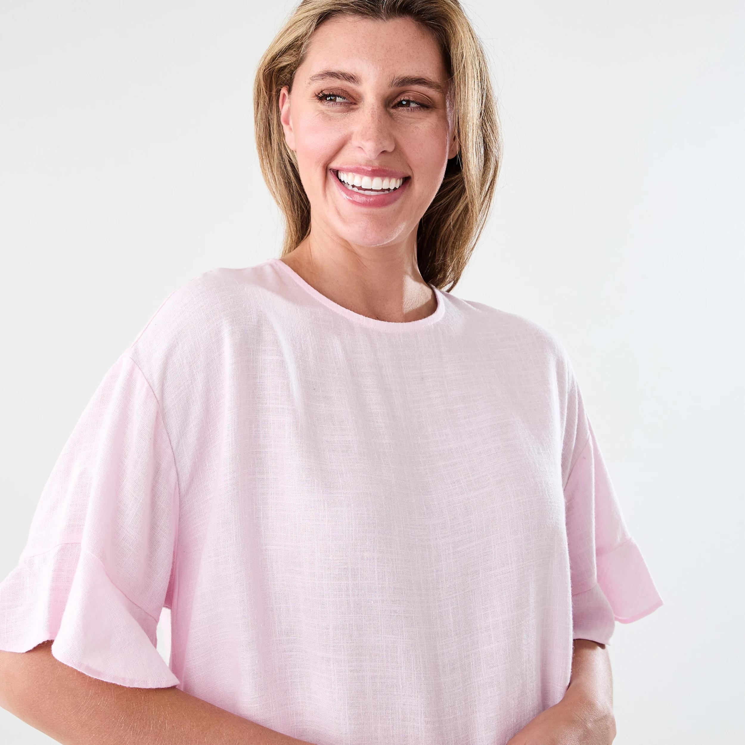 4 Short Sleeve Button Back Relaxed T-shirt Chery Pink, 4 of 7