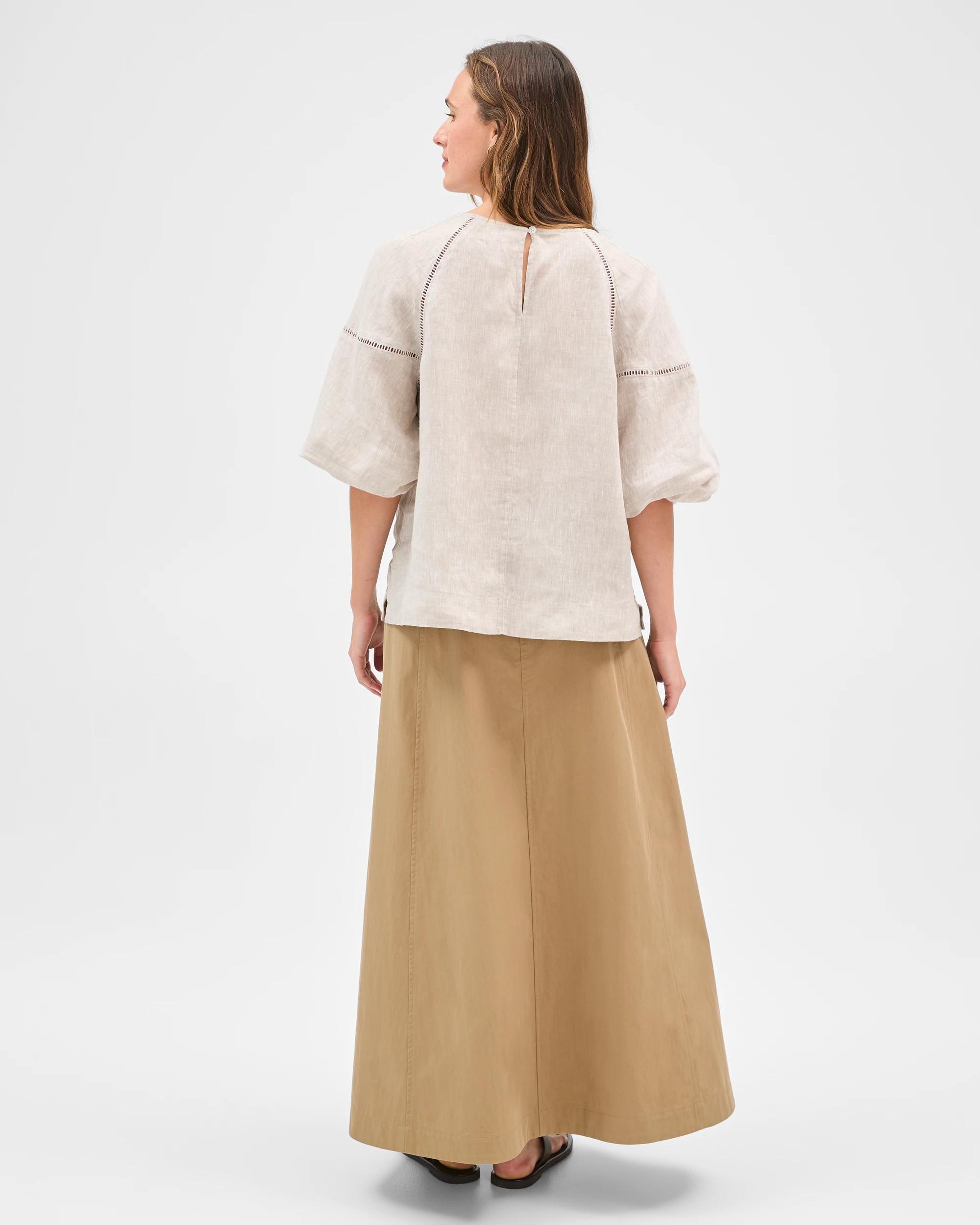 7 Target Woman European Linen 3/4 Sleeve Trim Detail Top FLAX, 7 of 7