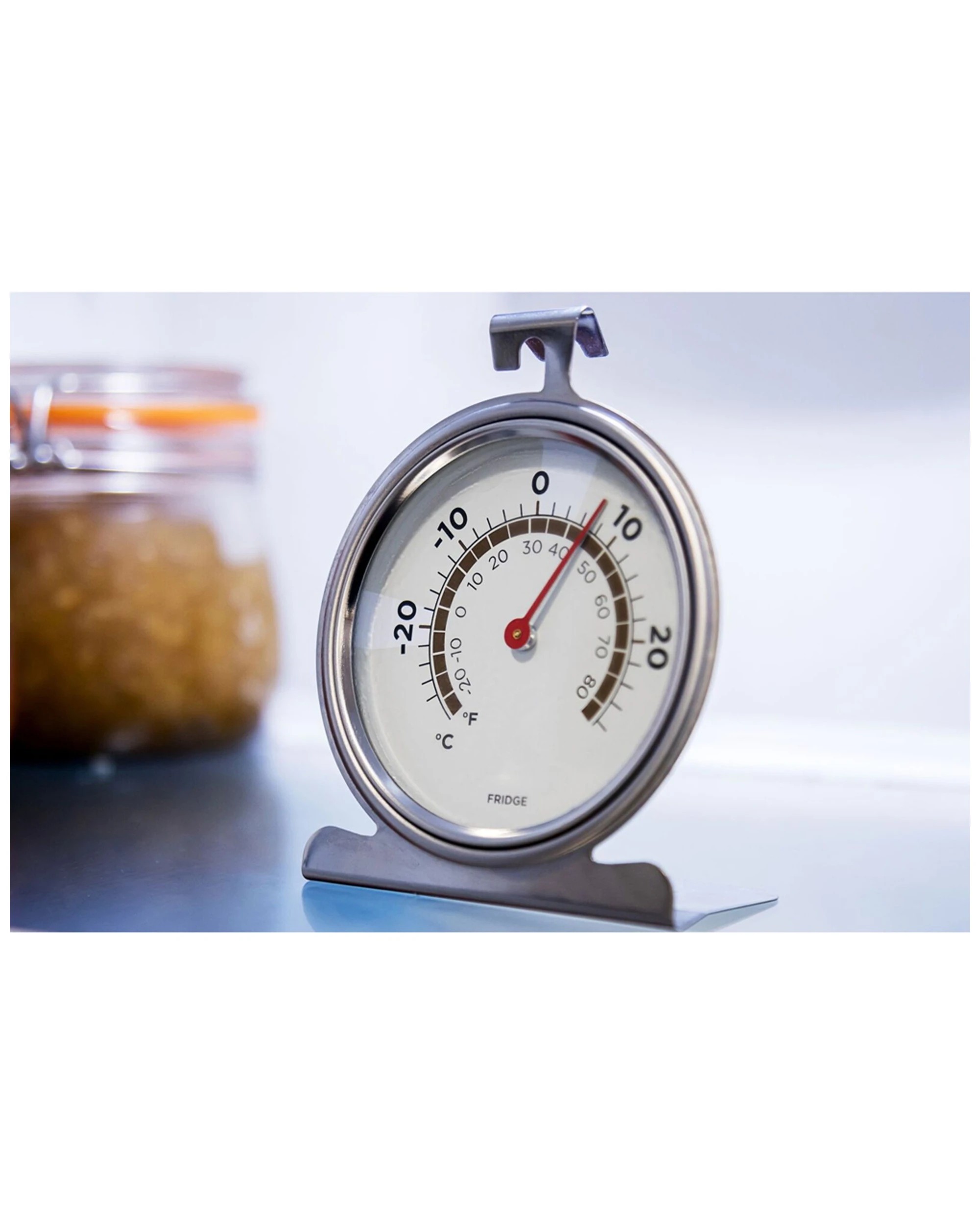 1 Mastercraft Round 10cm Stainless Steel Fridge Freezer Thermometer Hanging Silver
 - Silver, 1 of 2