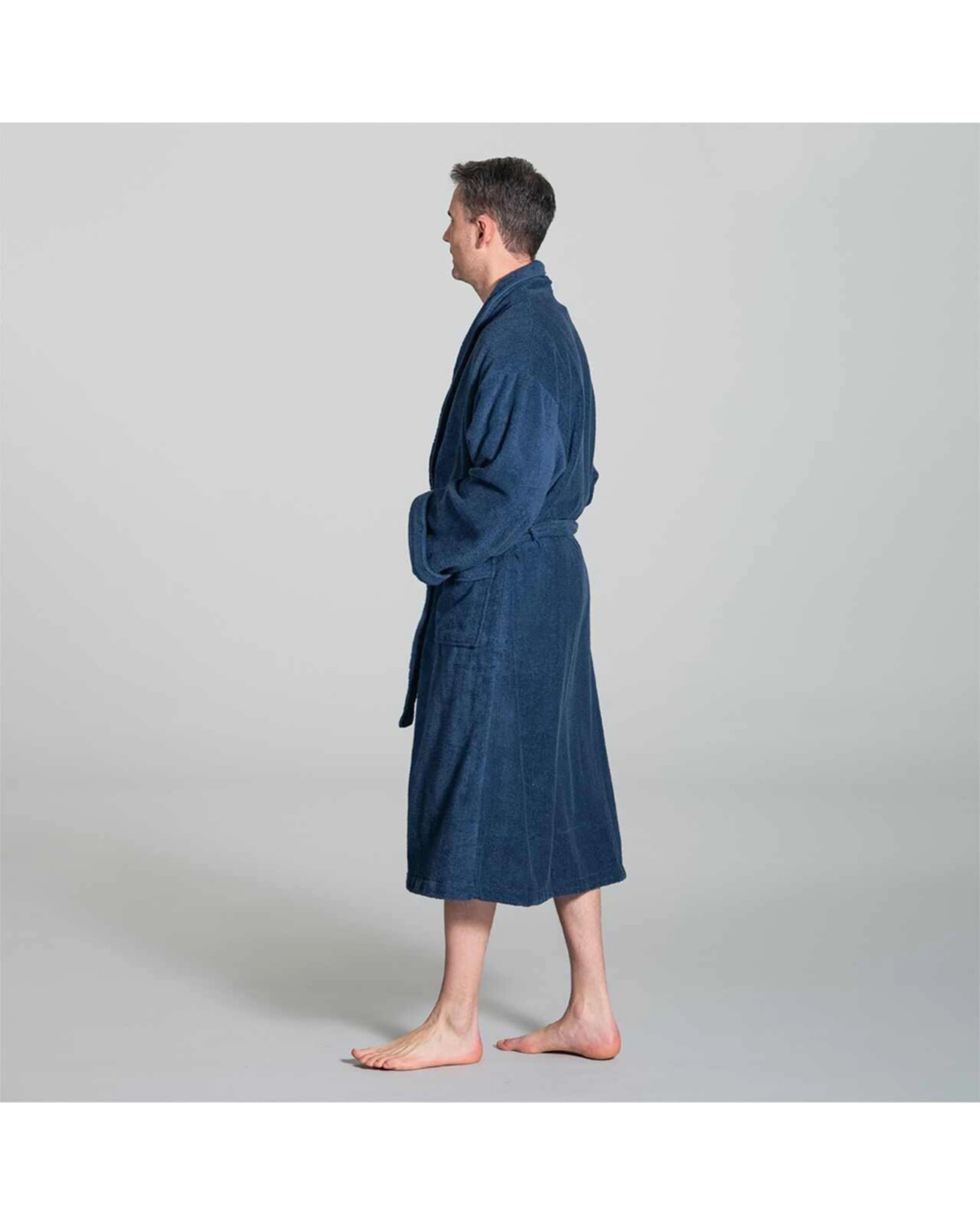 3 Canningvale Lusso Unisex Cotton Terry Durable Bathrobe Large - Blue, 3 of 4