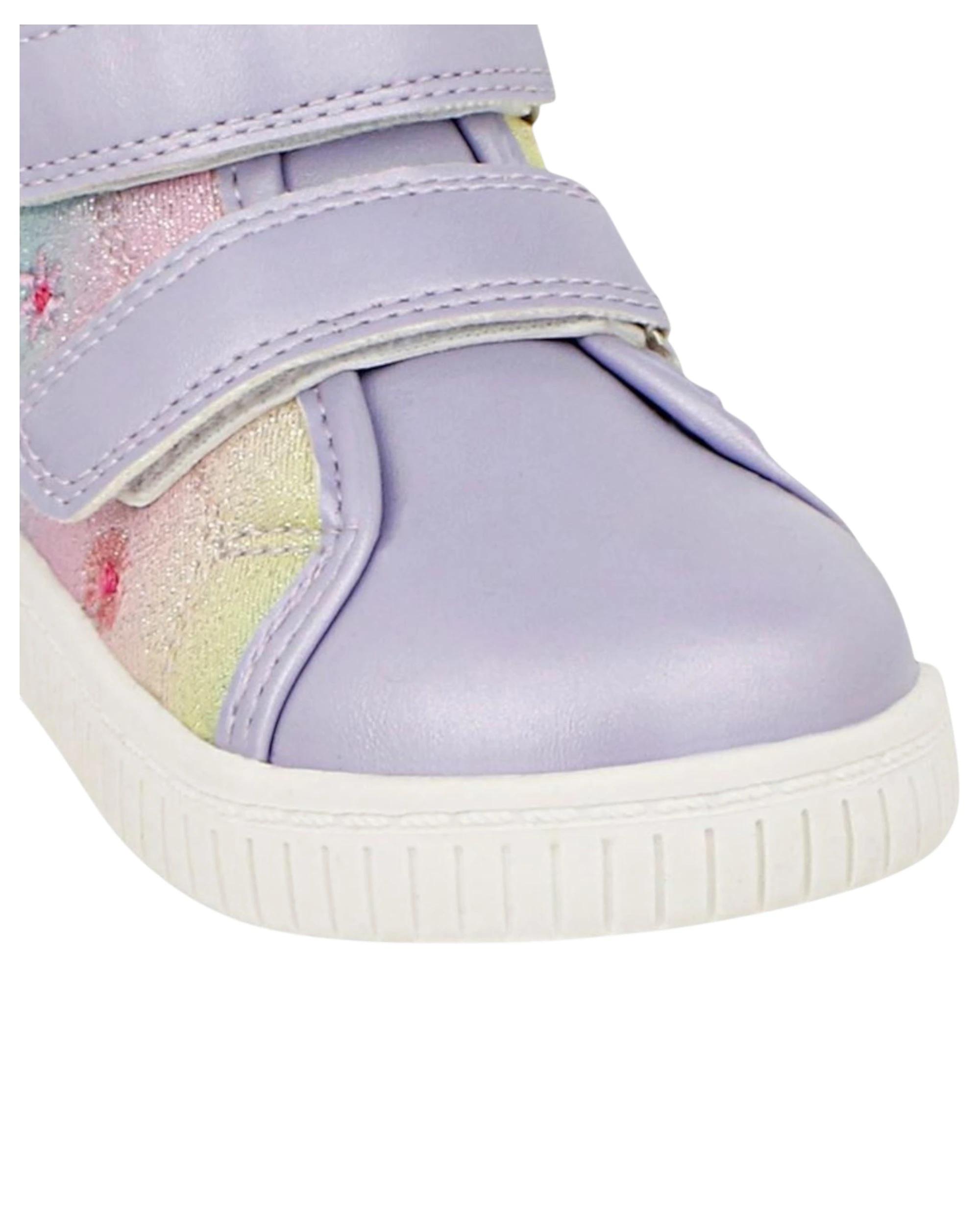 2 Grosby Zazie Lilac Multi Infant Girls Kids Velcro Boots Slip On Baby Shoes LILAC, 2 of 3