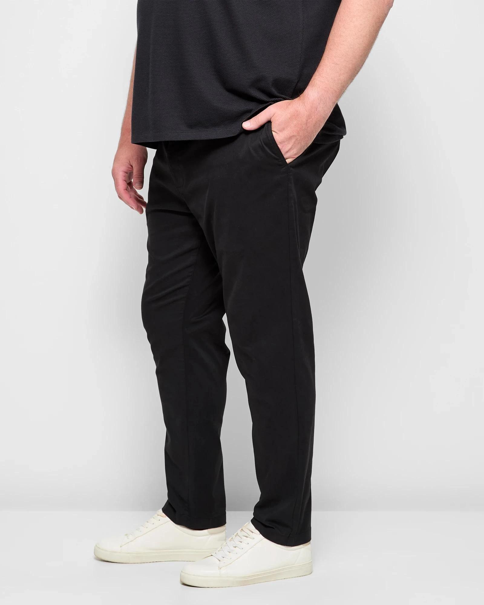 3 Target Man Plus Plus Size Australian Cotton 1/2 Elastic Waist Tapered Chino Pants BLACK, 3 of 5