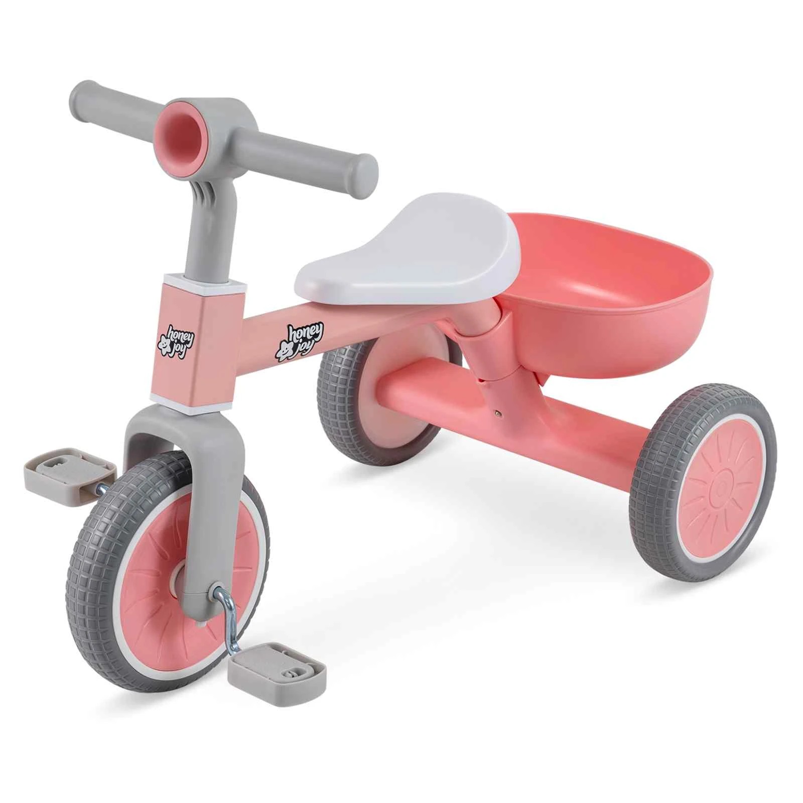 1 Costway Convertible Kid Tricycle Toddler Trike Toy Carbon Steel Frame - Pink, 1 of 3