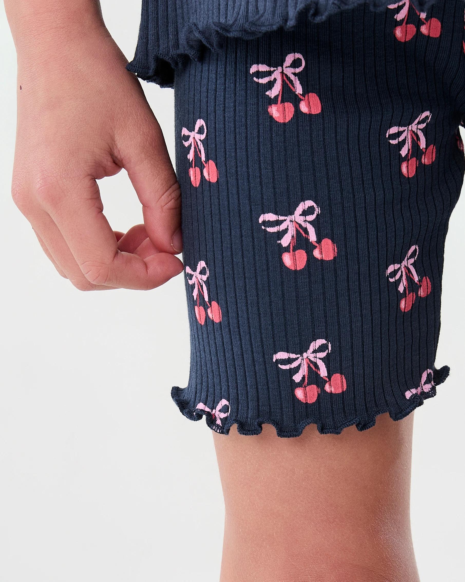 4 Printed Ribbed Bike Shorts Blu Cherry, 4 of 6