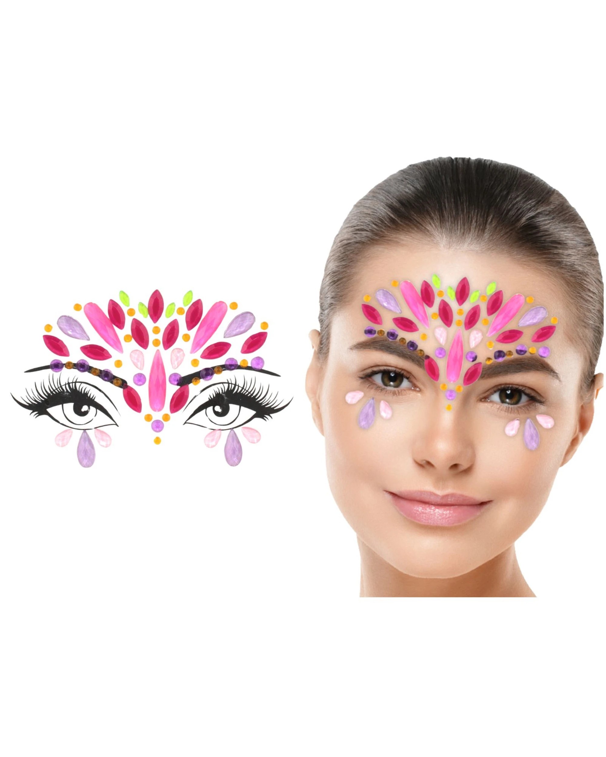 1 JD Party Rainbow Boho Crystal Face Jewels - Multi, 1 of 1