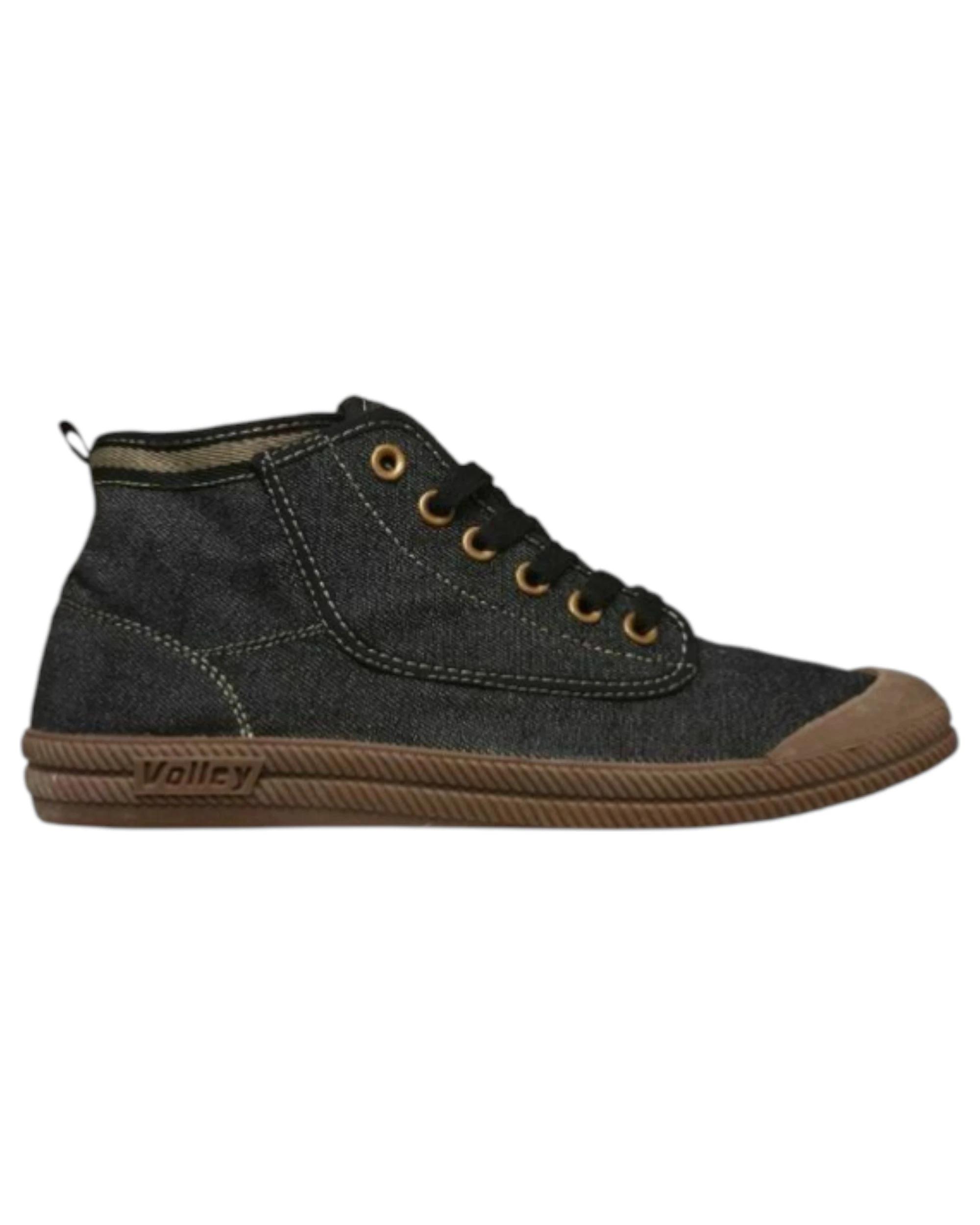 1 Volley Mens Hi Leap Black Denim Gum International s Casual Canvas Shoes BLACK DENIM/GUM, 1 of 3