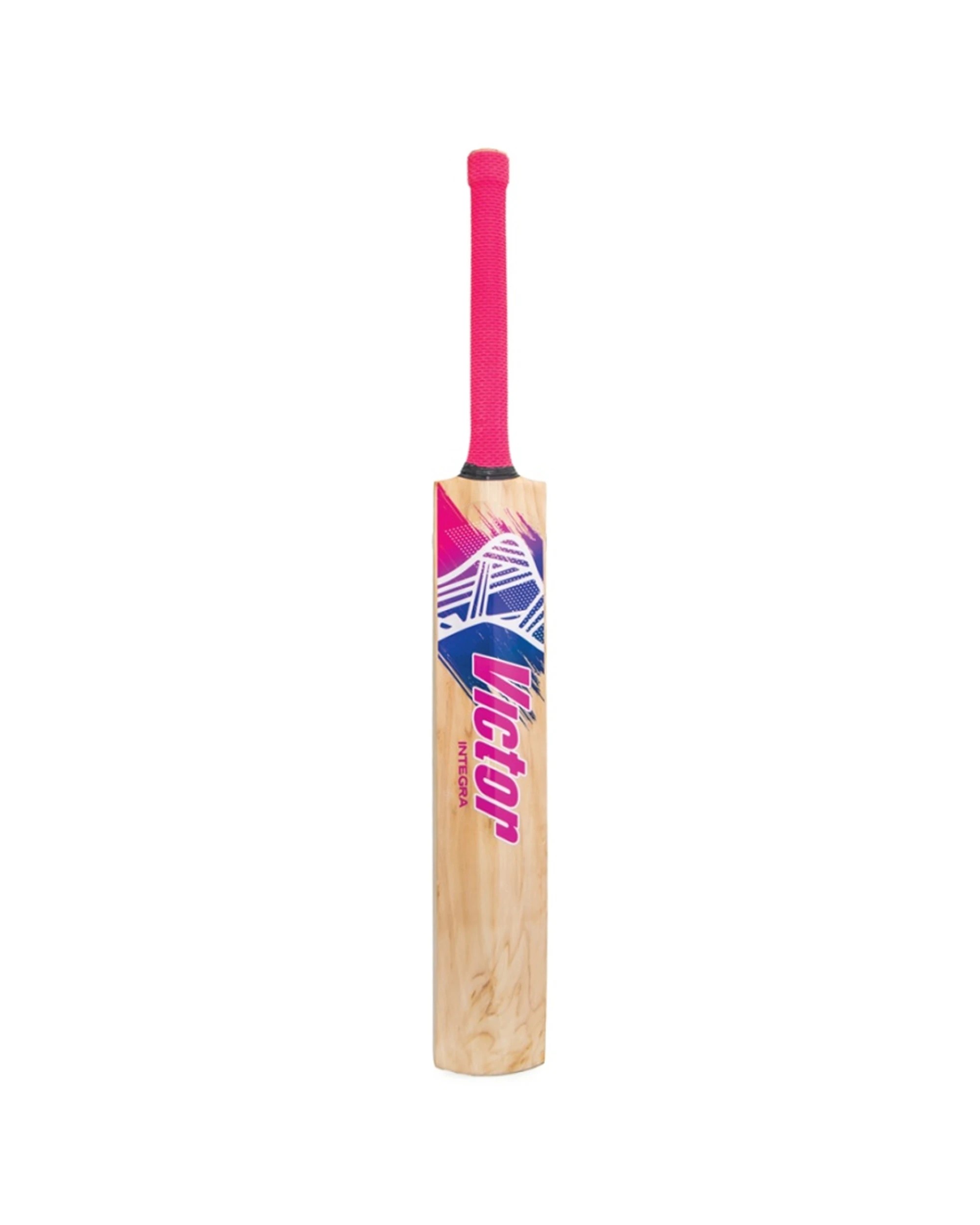 2 Victor Sports English Willow Club Cricket Bat Integra Short Handle - Pink, 2 of 7