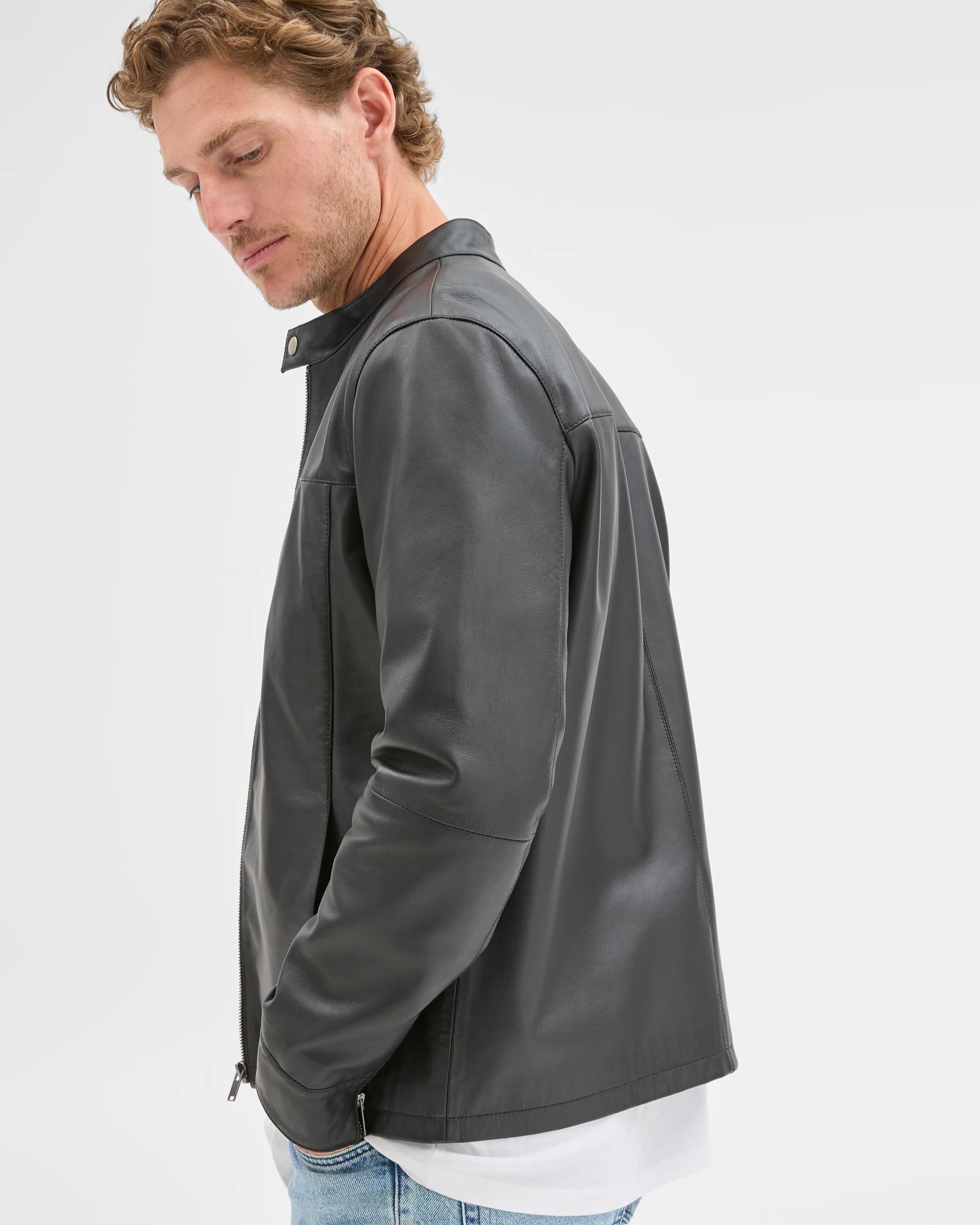 4 Preview Smart Genuine Leather Jacket BLACK, 4 of 8