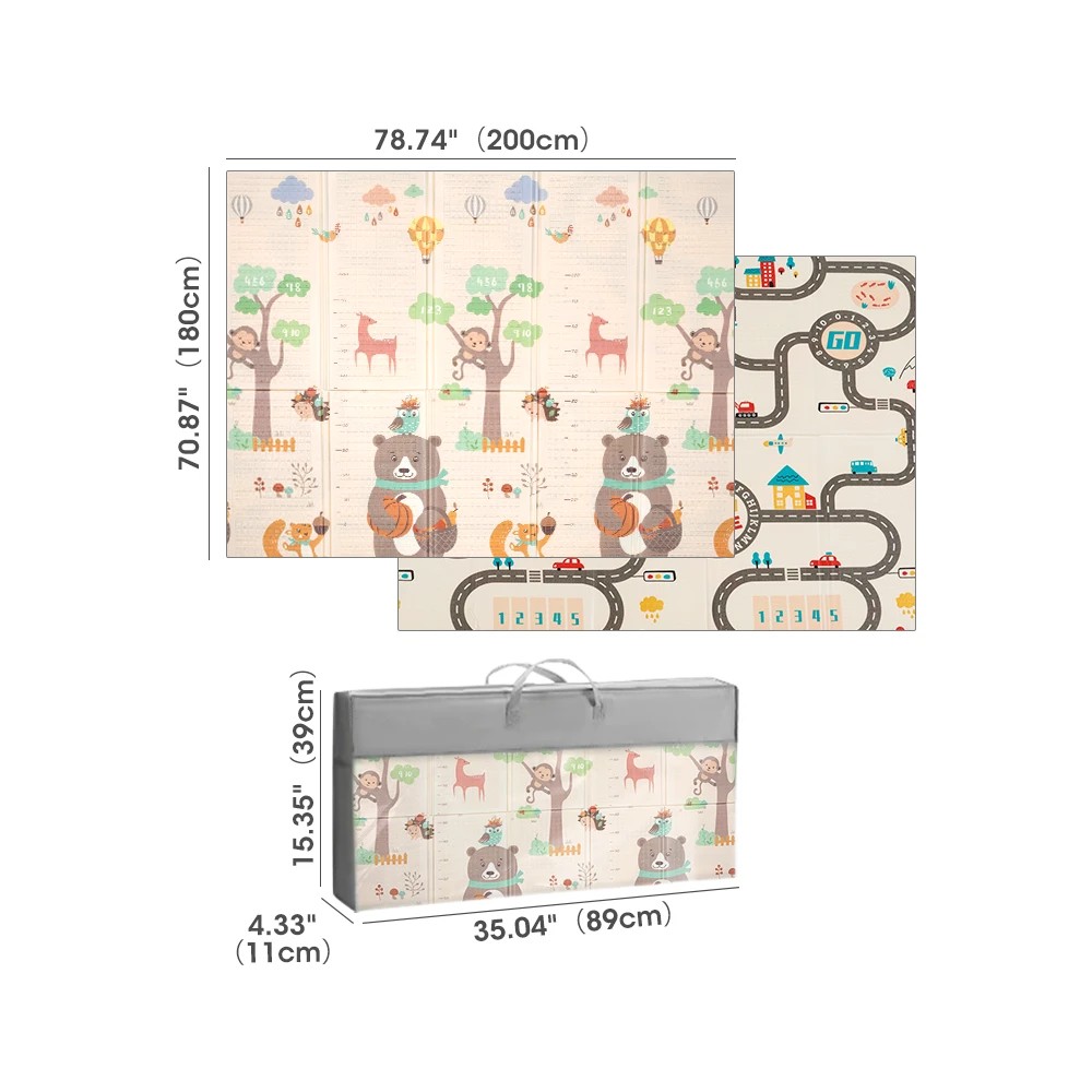 2 Playpals Kid Play Mat Baby Crawling XPE Foam Double Folding Pad Non-slip Carpet - Multi, 2 of 3