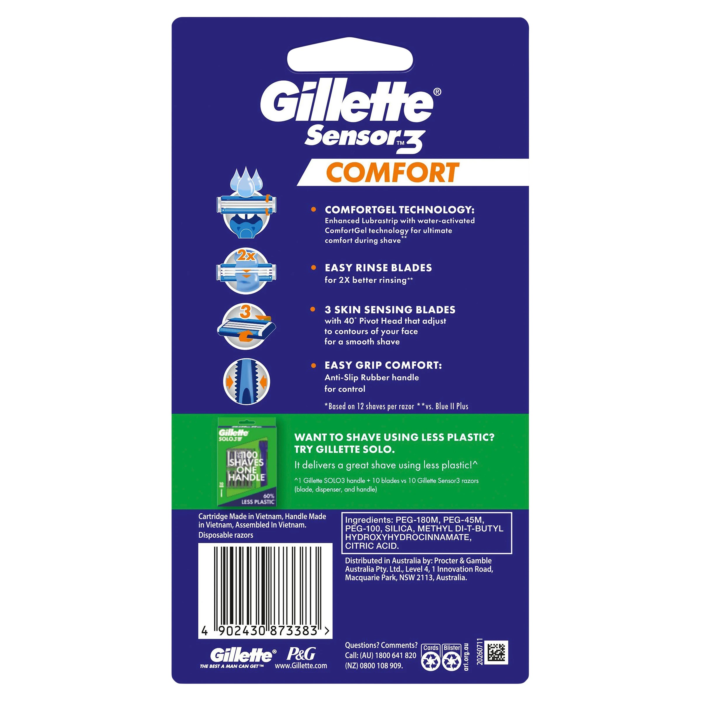 2 8 Pack Gillette Sensor 3 Comfort Disposable Razors, 2 of 10