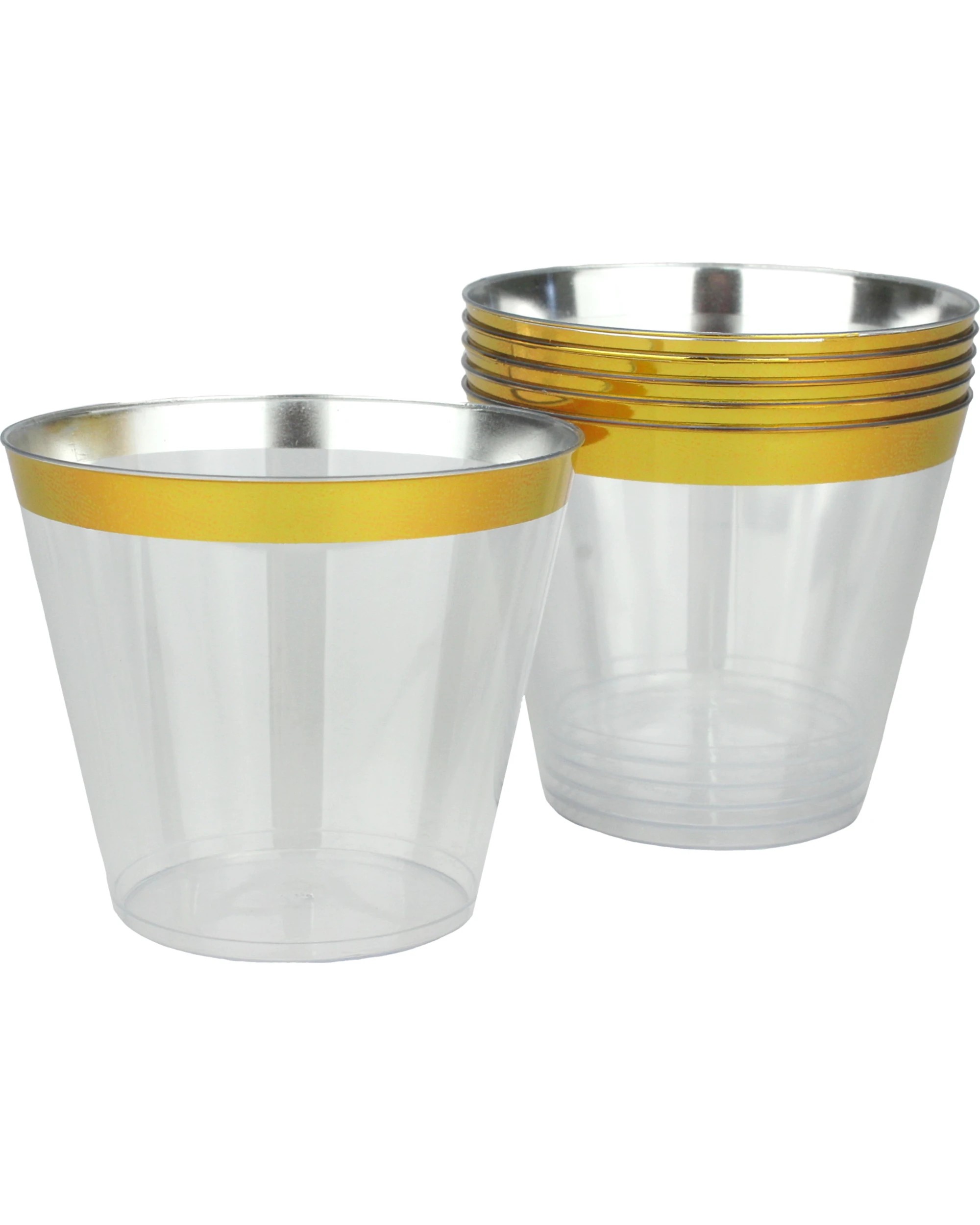 1 Partyware Gold Trim Tumbler Cups Pack of 6 - Gold, 1 of 3