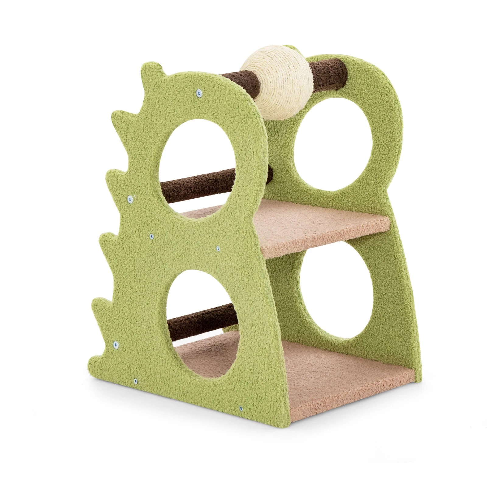 1 Costway 2-Tier Cat Tree Dinosaur-Shaped Cat Tower Sisal Scratching Ball, 1 of 2
