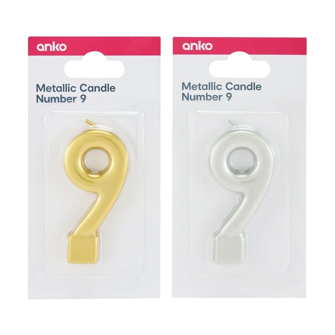 6 Metallic Candle Number 9 - Assorted, 6 of 6