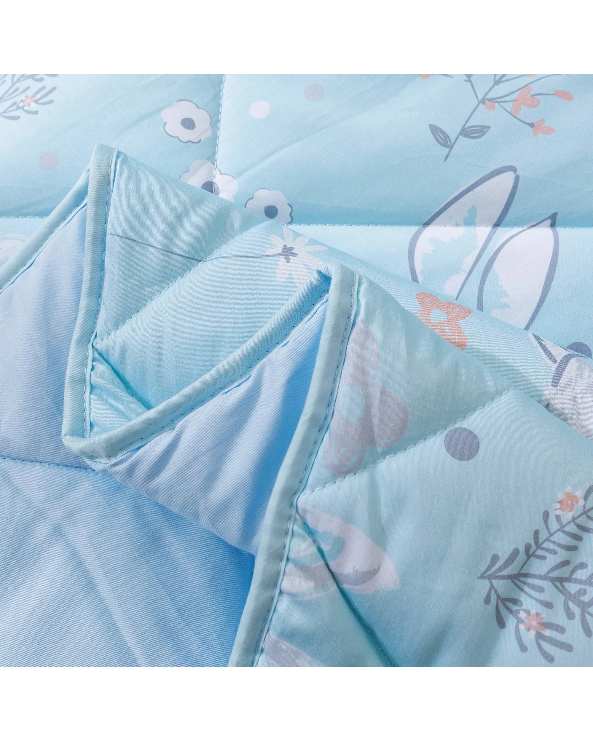3 Jack & Ava Comforter Set Sleepy Bunnies - King Single Bed - Blue, 3 of 5