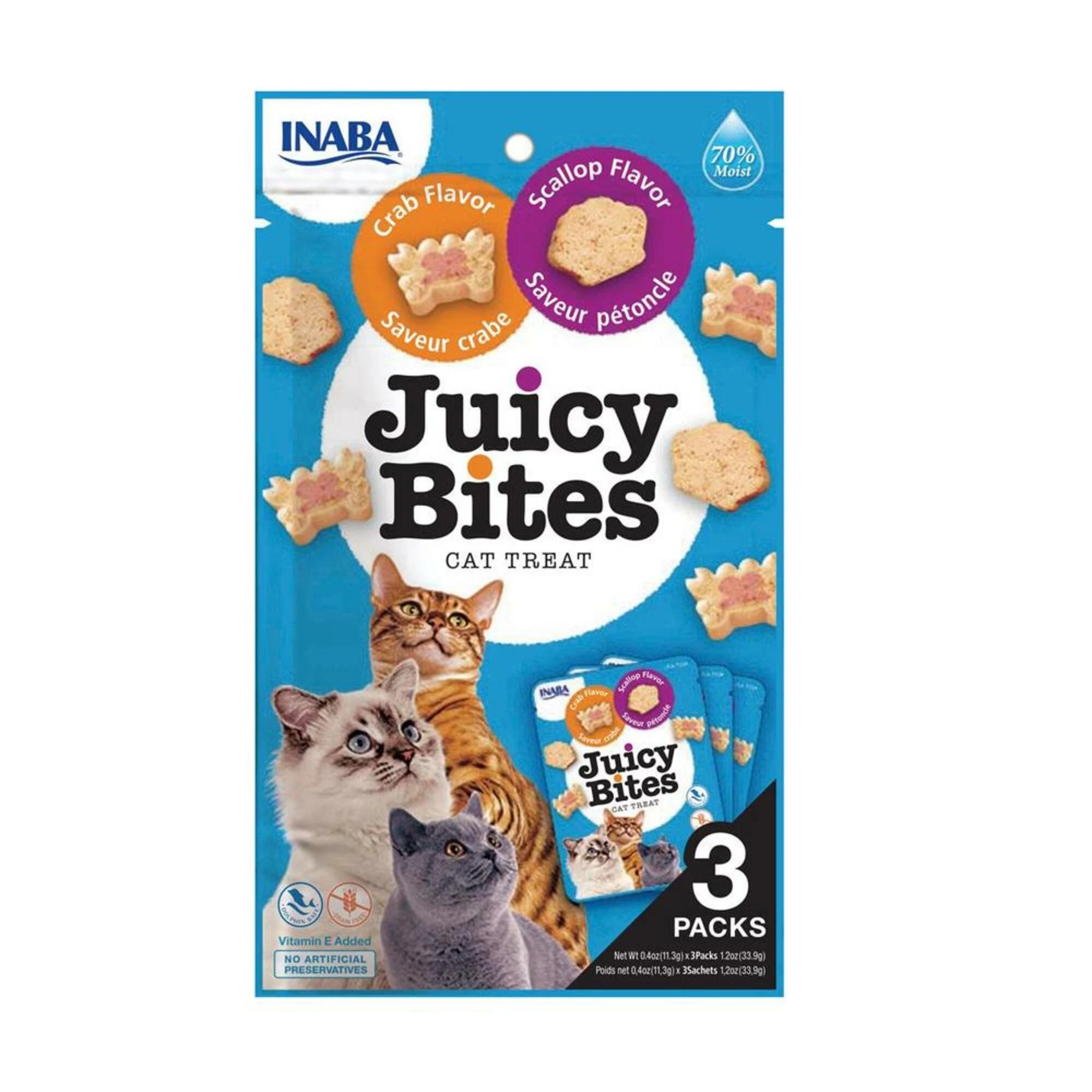 1 Inaba Juicy Bites Cat Treat Scallop & Crab Flavor 6 X 34g, 1 of 2