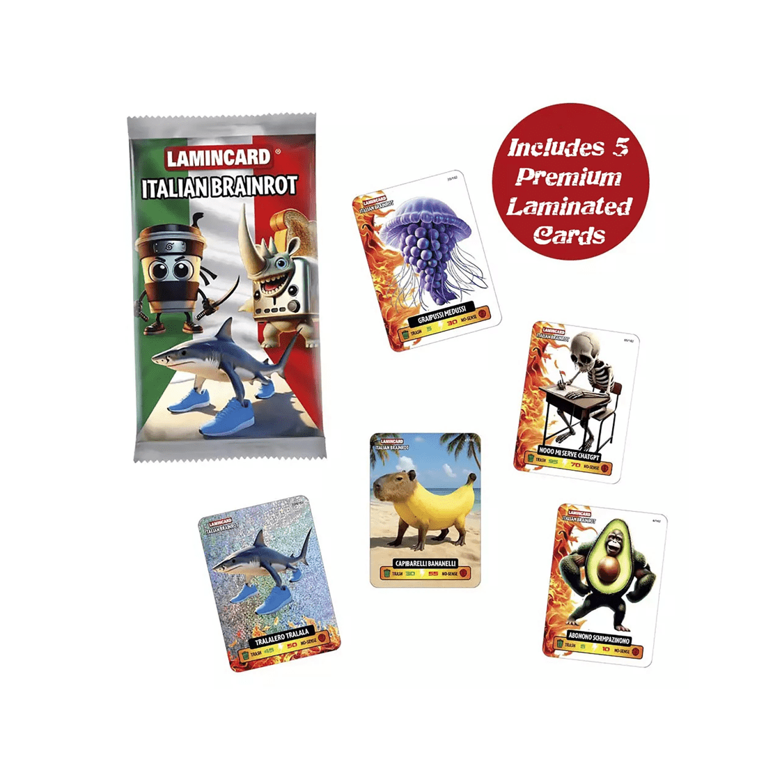 3 Diramix Lamincard Italian Brainrot Collectable Cards Box, 3 of 6