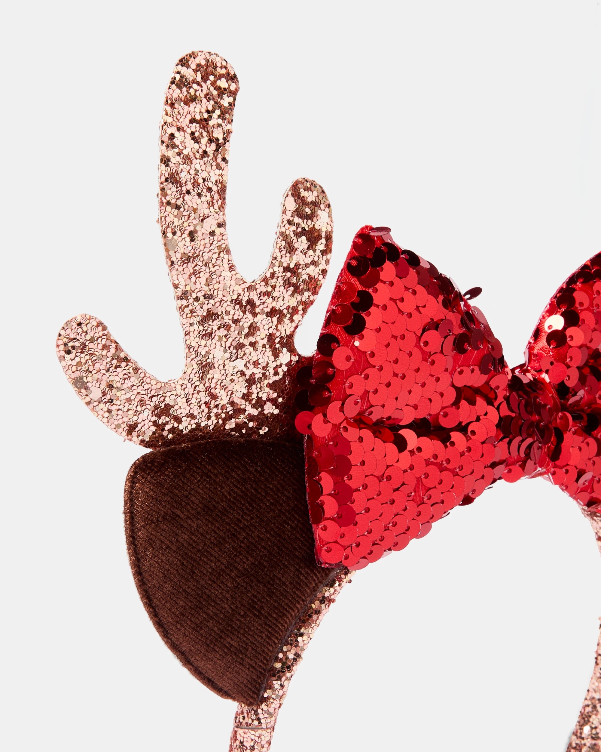 2 Christmas Bow Reindeer Headband - Brown and Red, 2 of 4