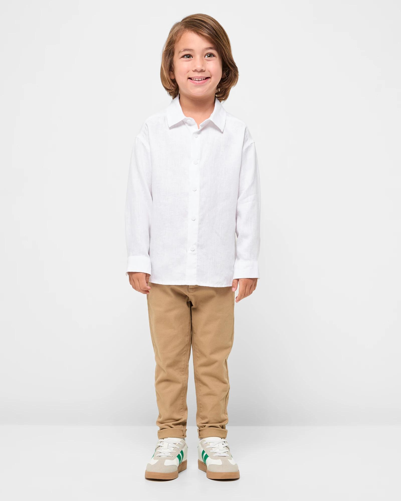 2 Target Kids European Linen Long Sleeve Shirt WHITE, 2 of 7