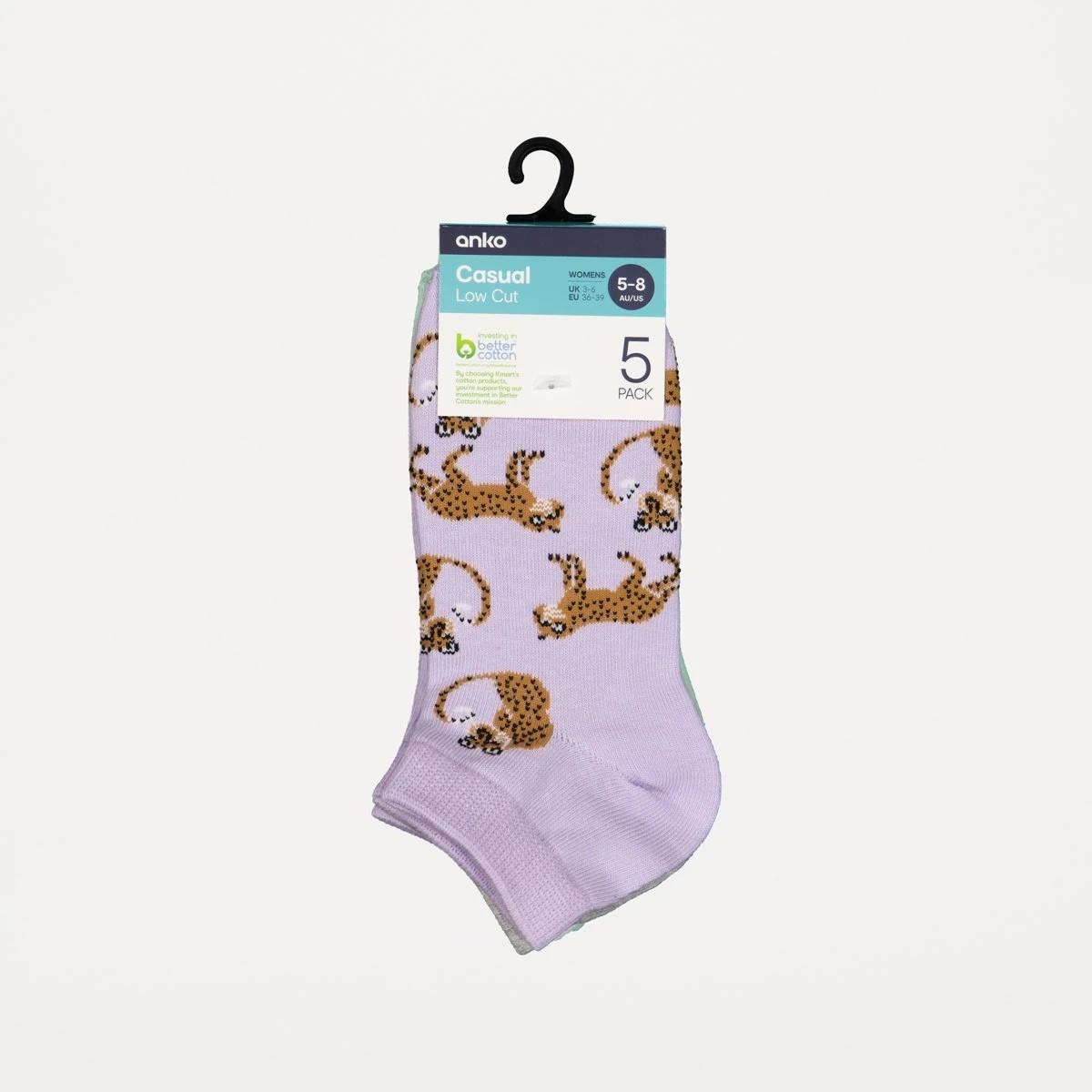 3 5 Pack Fashion Low Cut Socks Leopard, 3 of 3