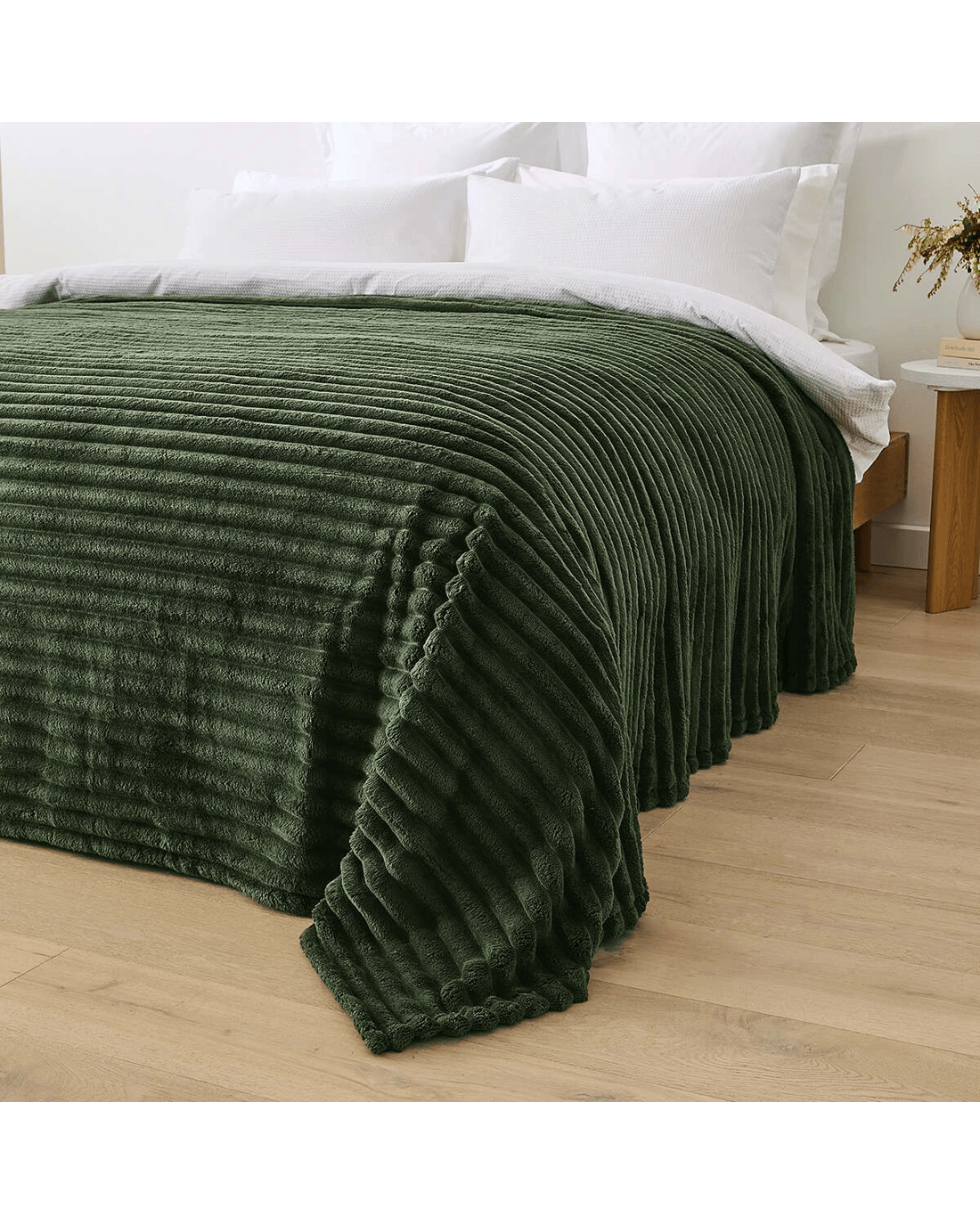 3 Plush Ribbed Blanket - Queen/King Bed, Forest, 3 of 6