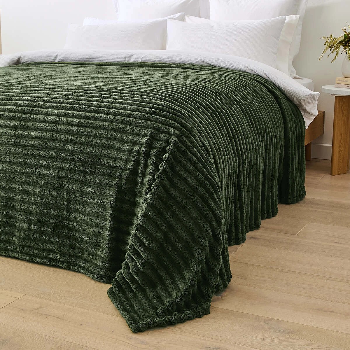 3 Plush Ribbed Blanket - Queen/King Bed, Forest, 3 of 6