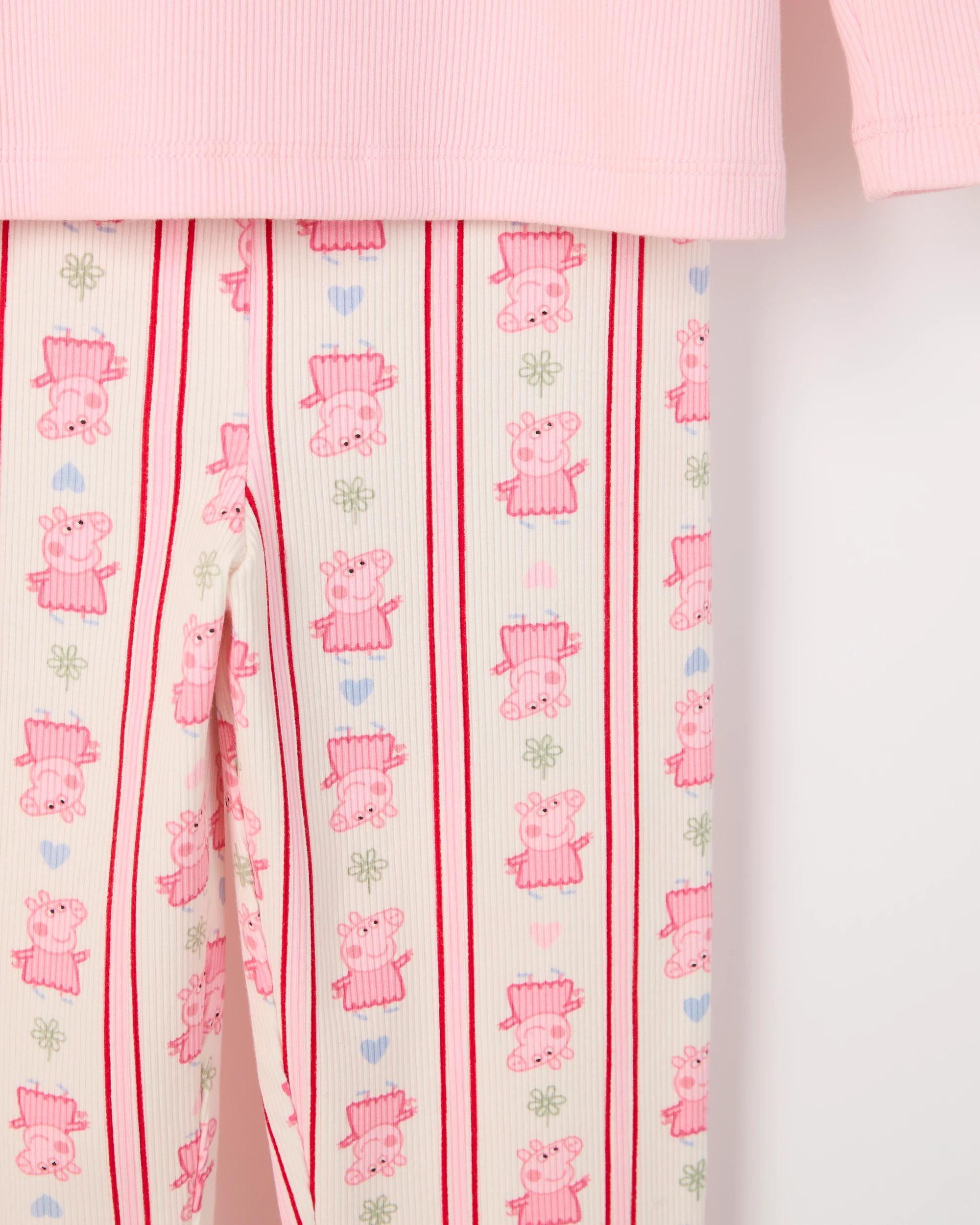 7 Peppa Pig Australian Cotton Younger Girls Rib Pyjama Set PEPPA, 7 of 8