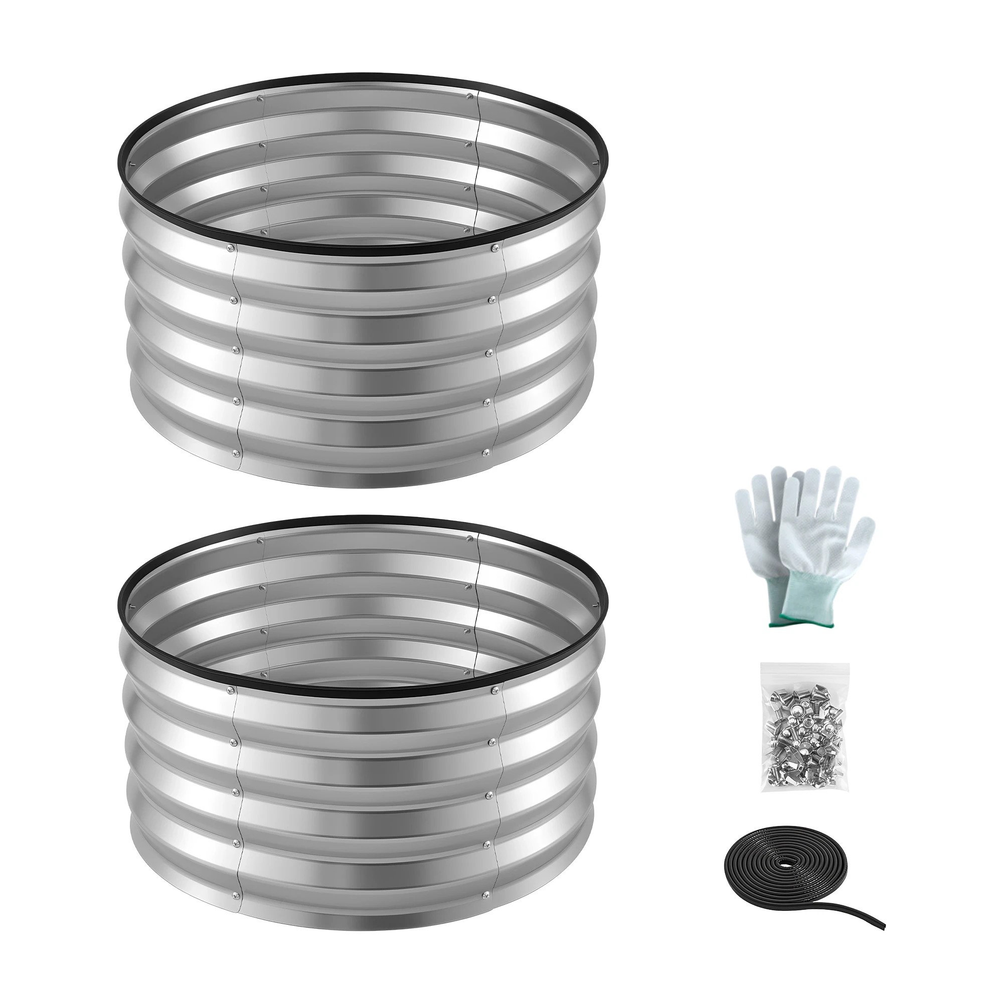 3 Green Fingers Fingers Round Raised Garden Bed 2 Pack Galvanised Planter Box Rust Resistant - Silver, 3 of 10