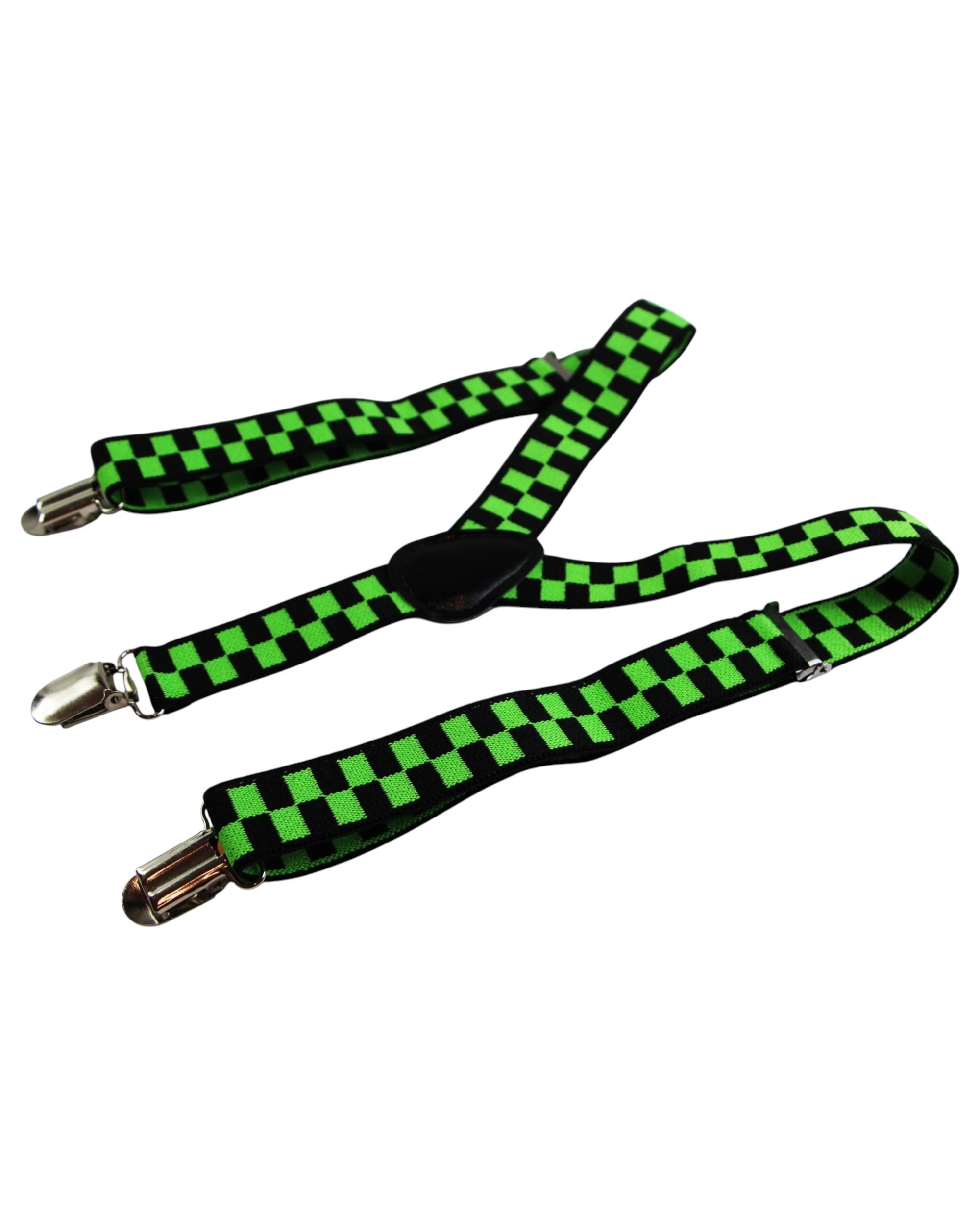 3 Zasel Boys Adjustable Green & Black Checkered Patterned Suspenders - Multi - Multi, 3 of 4