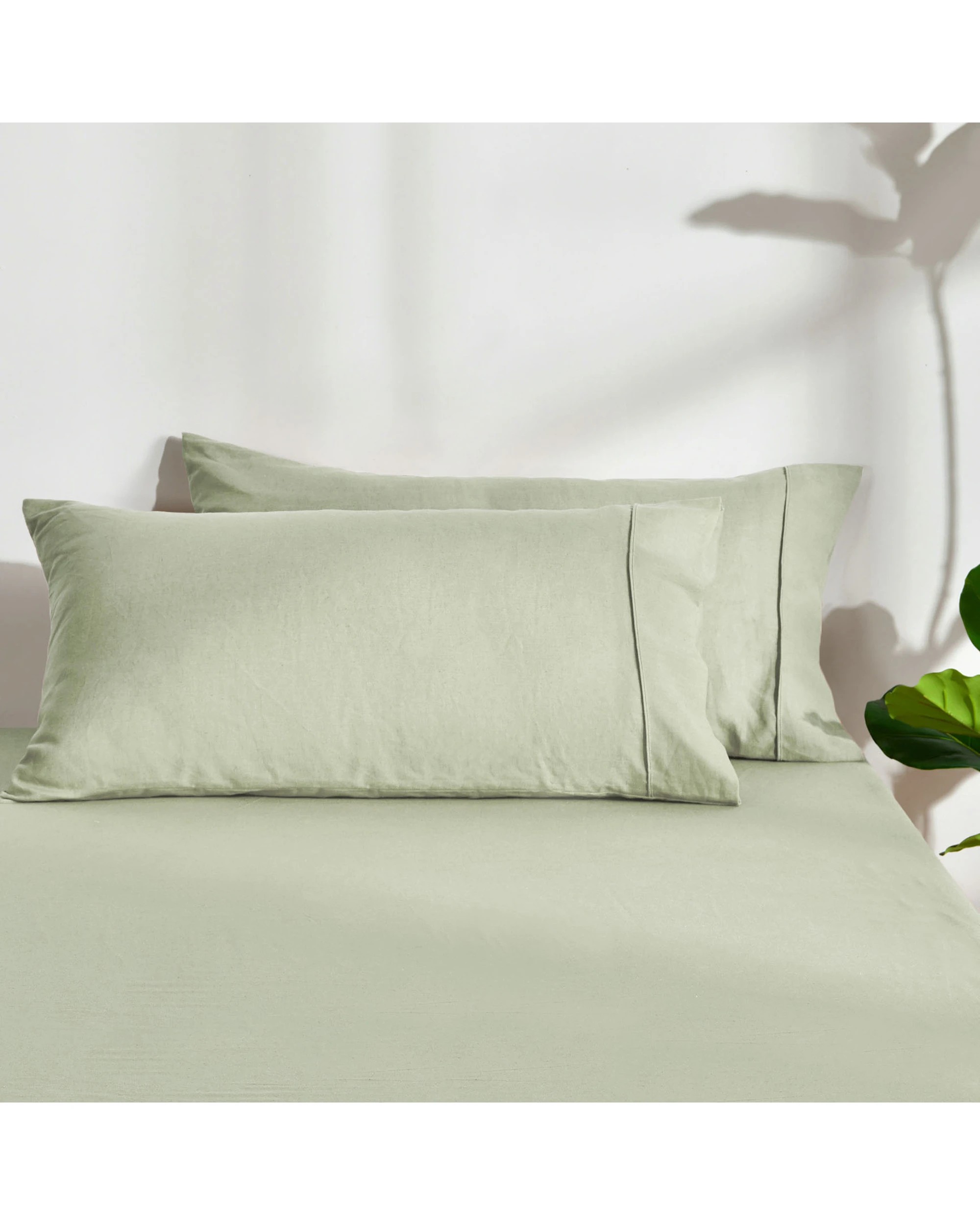 1 Dreamaker Linen Cotton King Pillowcase Twin Pack - Sage, 1 of 5